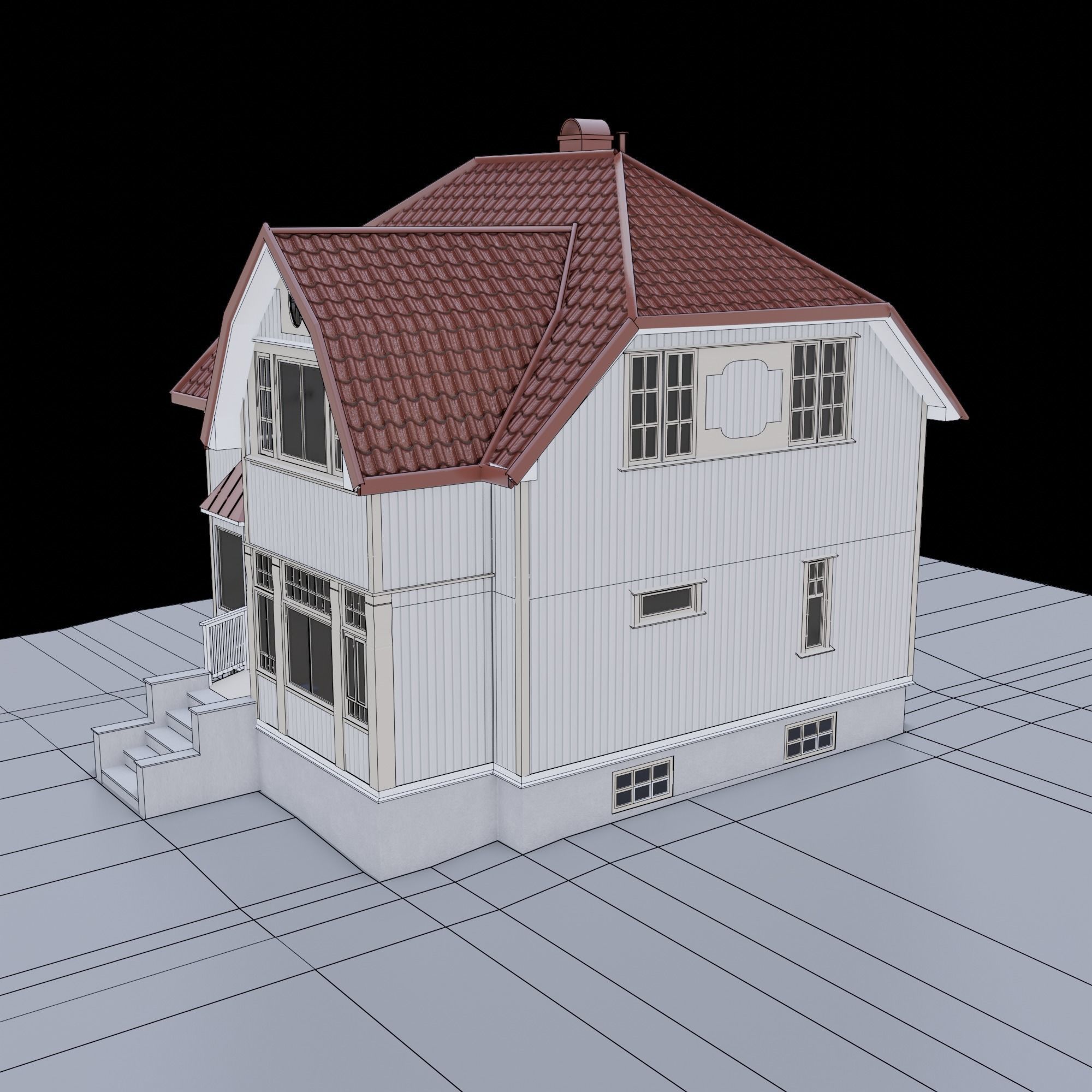 Castle style house 3D model_4
