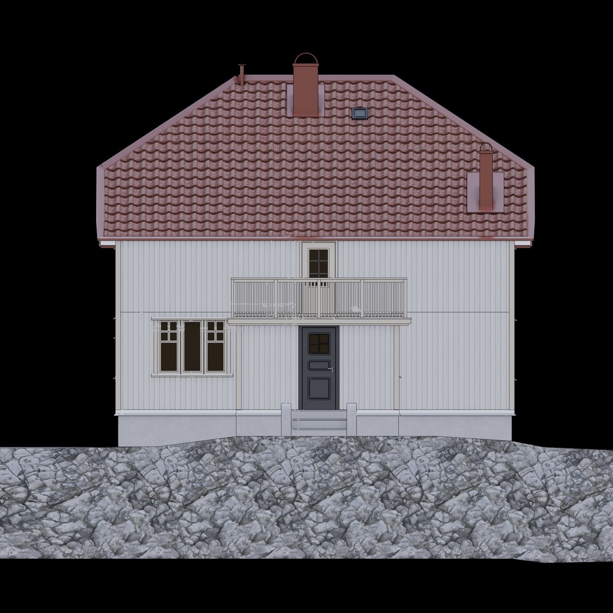 Castle style house 3D model_5