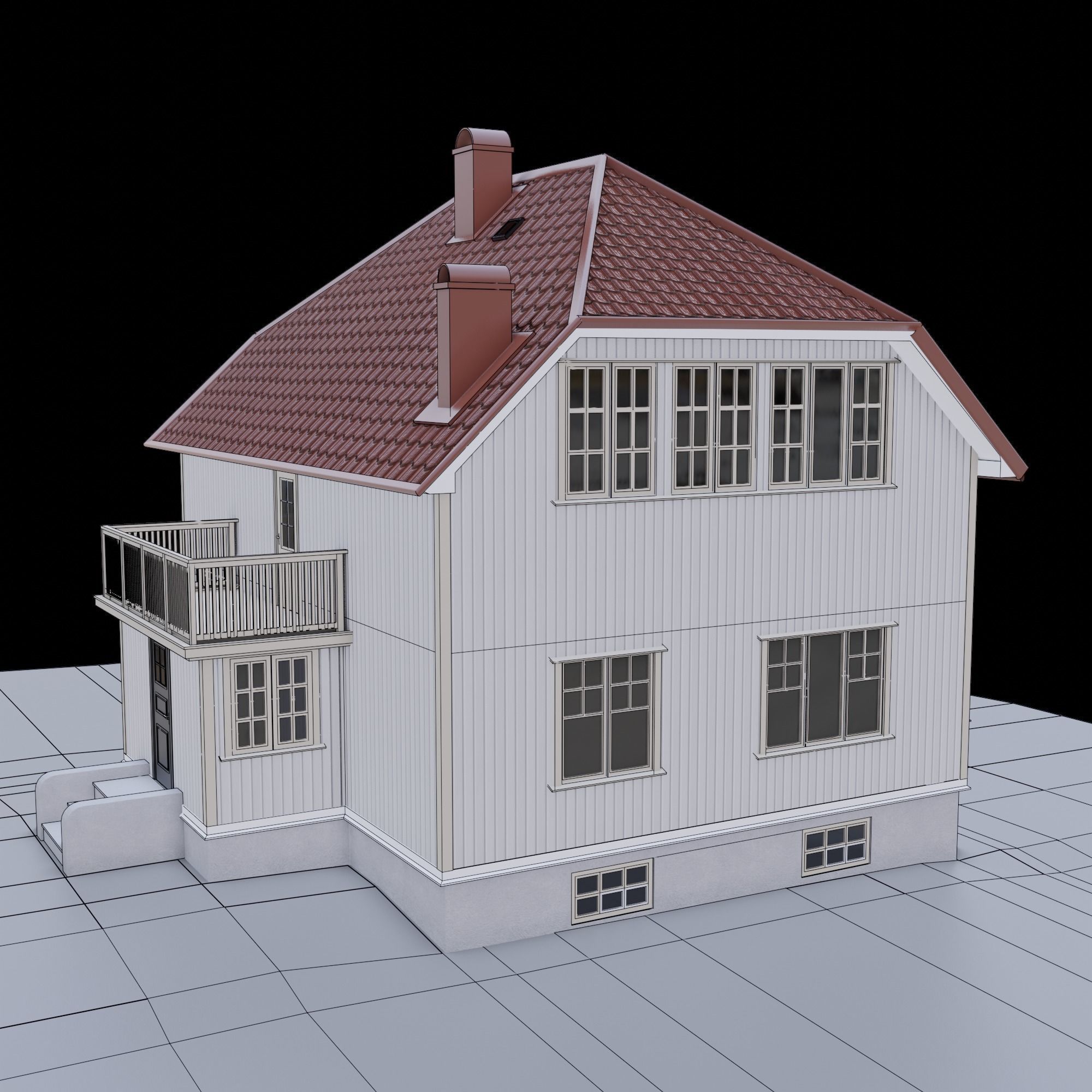 Castle style house 3D model_3