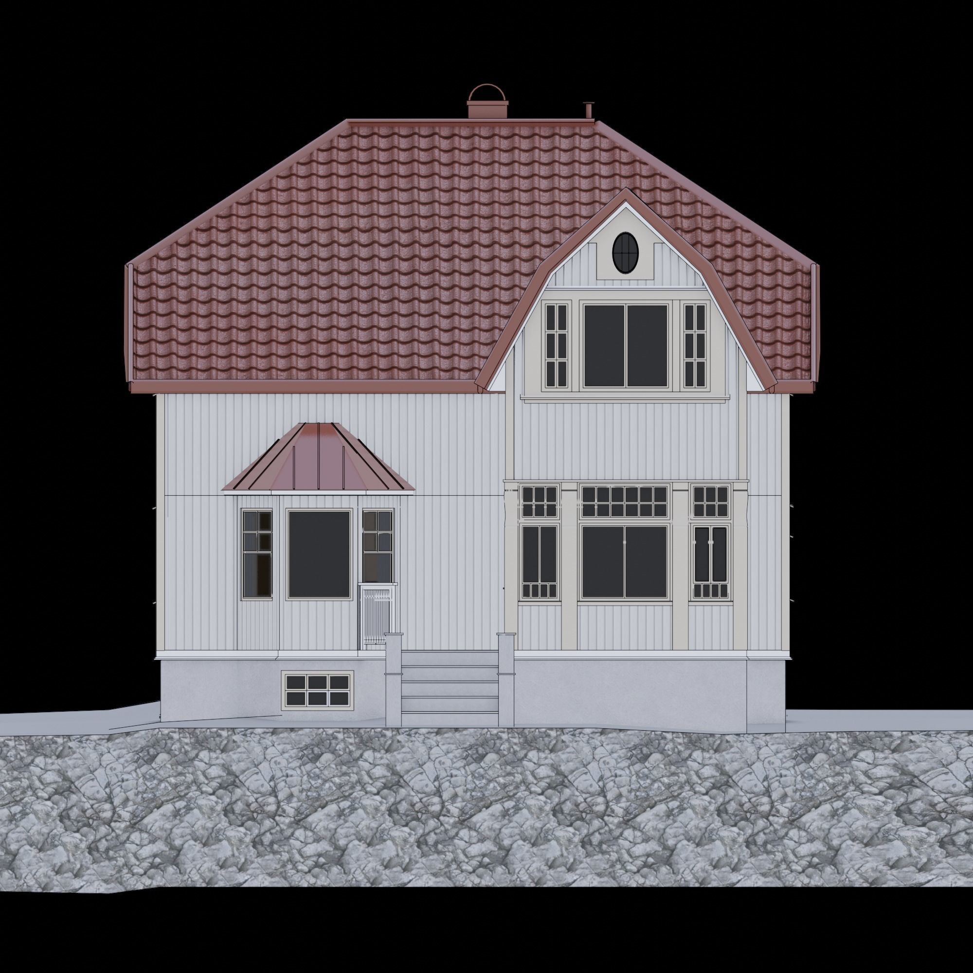 Castle style house 3D model_6