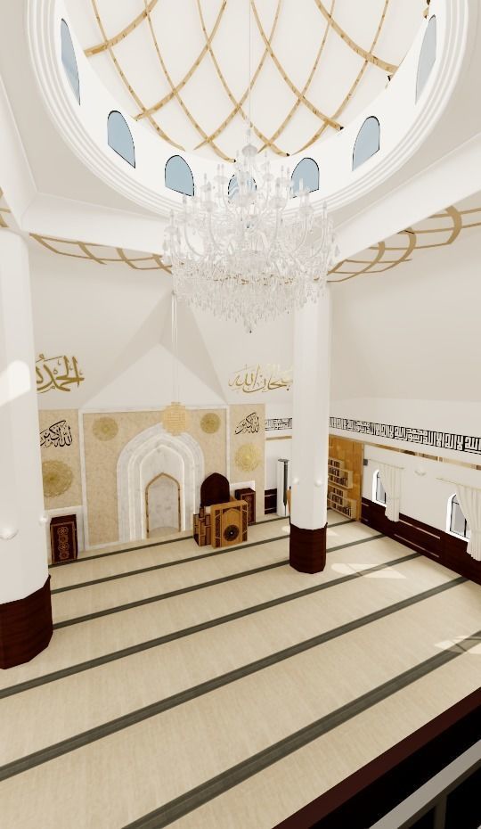 Mosque Abobaker interior design decoration 3D model_5