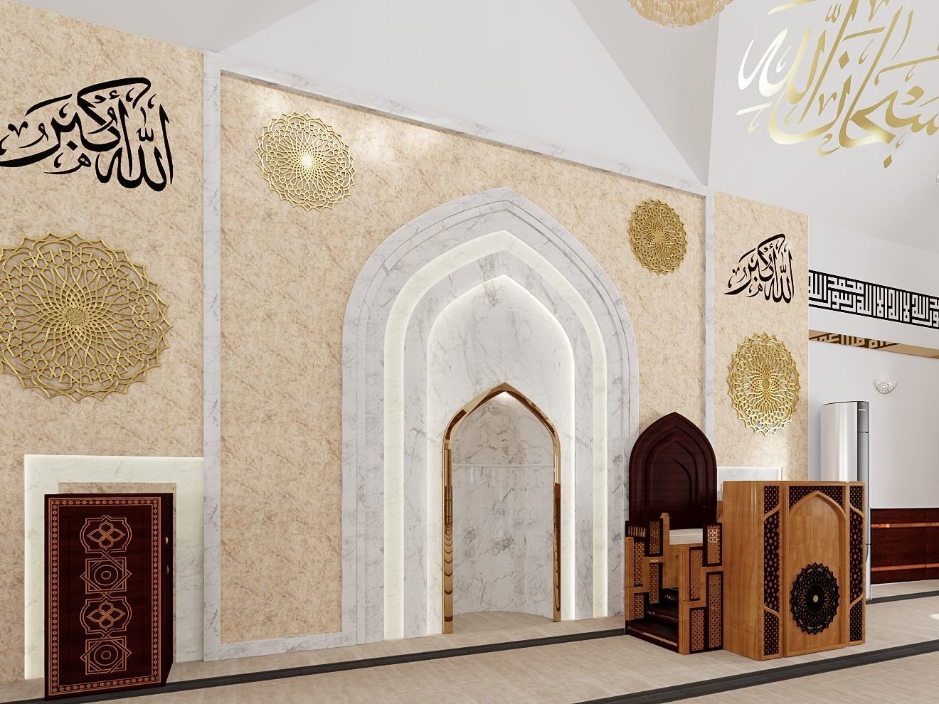 Mosque Abobaker interior design decoration 3D model_1