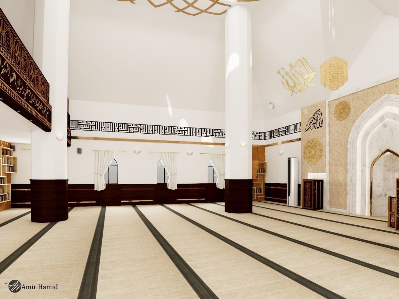 Mosque Abobaker interior design decoration 3D model_4