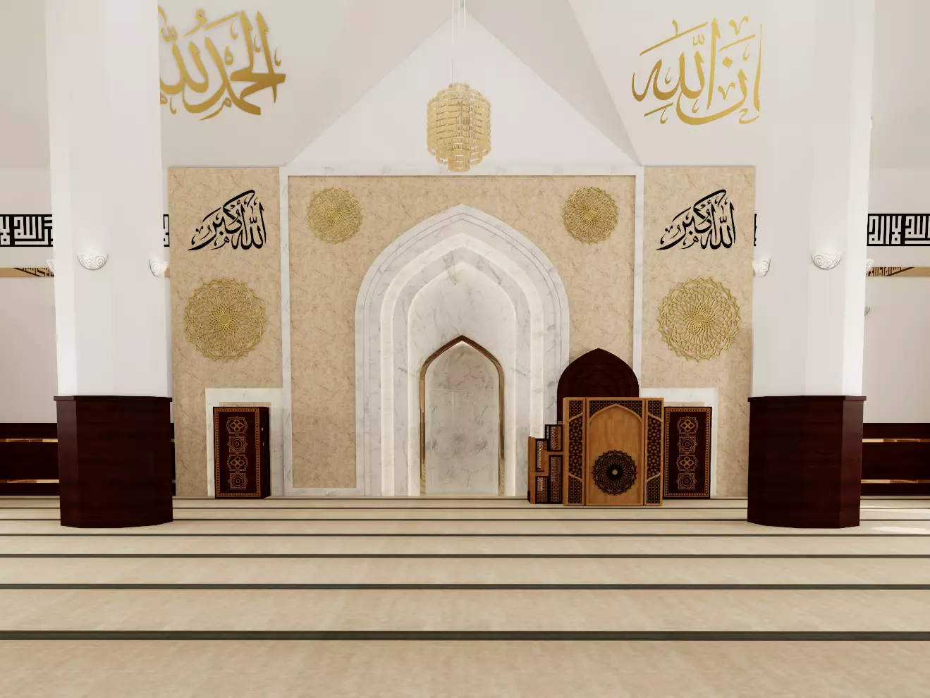 Mosque Abobaker interior design decoration 3D model_0