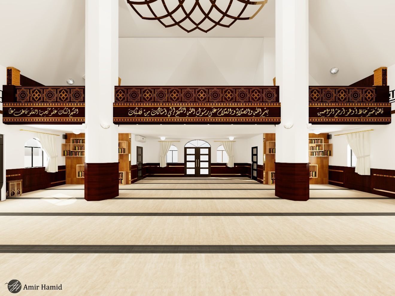 Mosque Abobaker interior design decoration 3D model_2