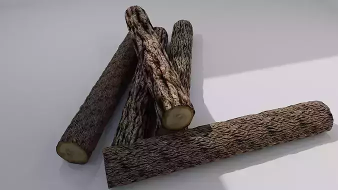 Log 3D Model three logs of wood Low-poly 3D model