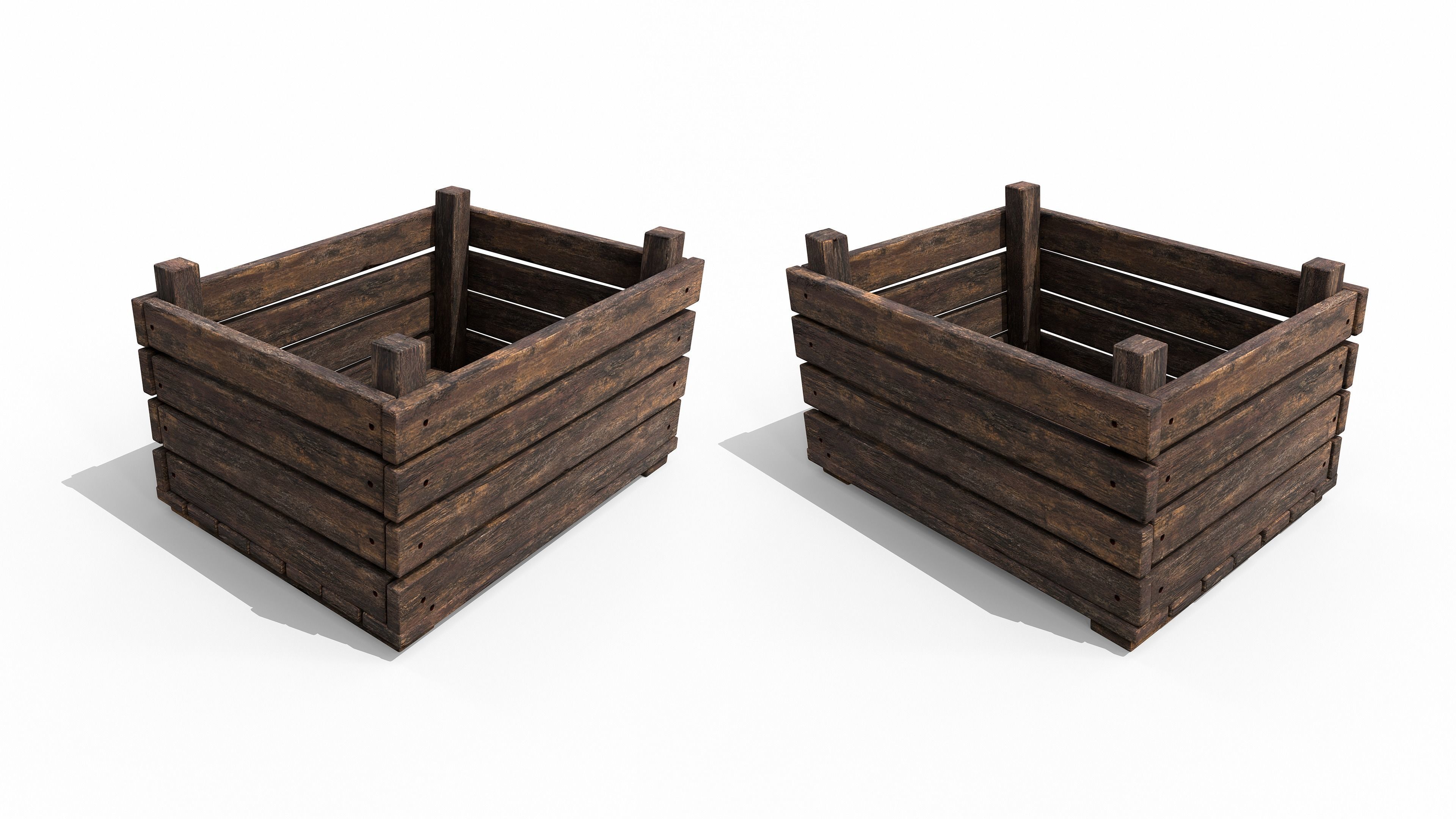 Old Wooden Box GameReady LowPoly PBR Low-poly 3D model_5