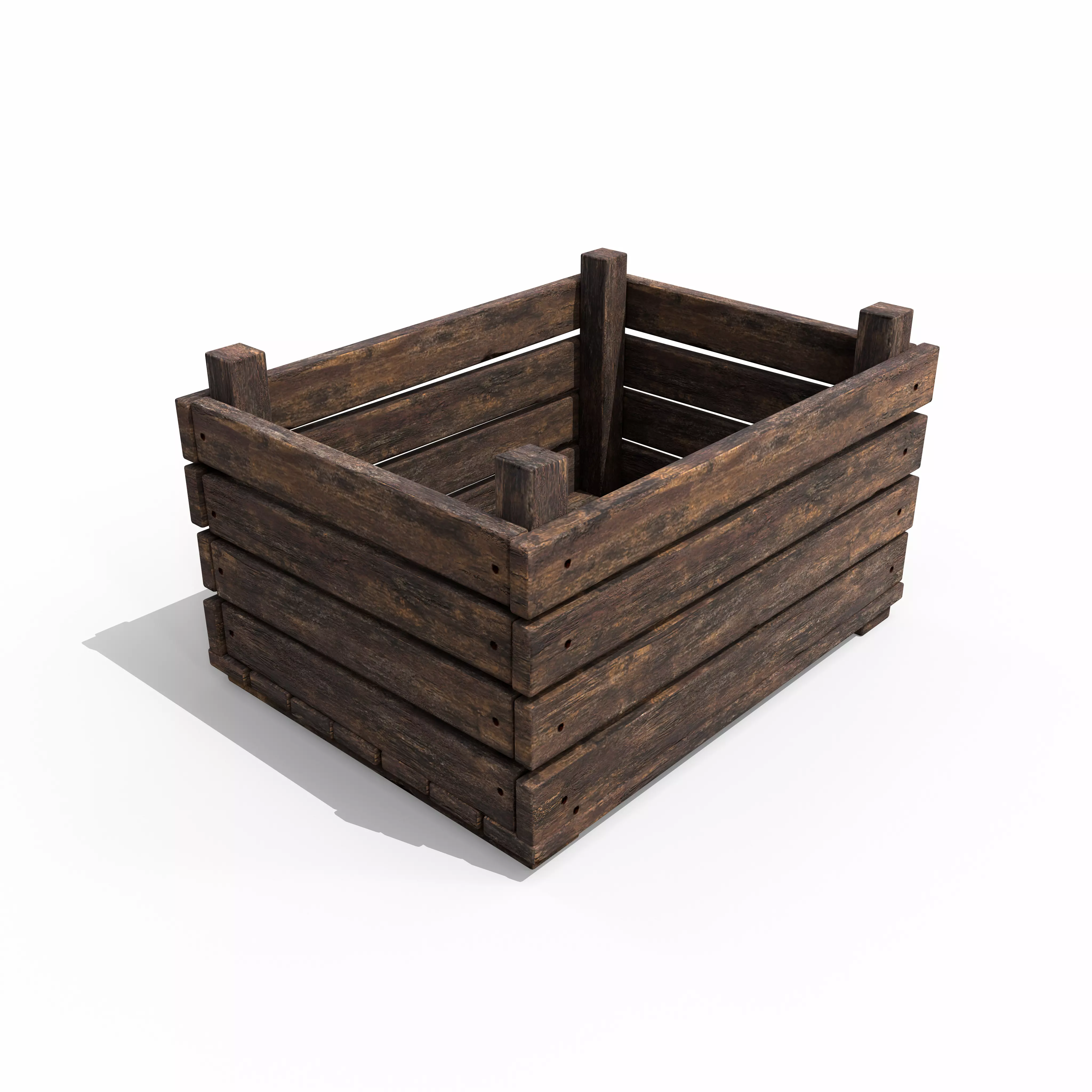 Old Wooden Box GameReady LowPoly PBR Low-poly 3D model_0