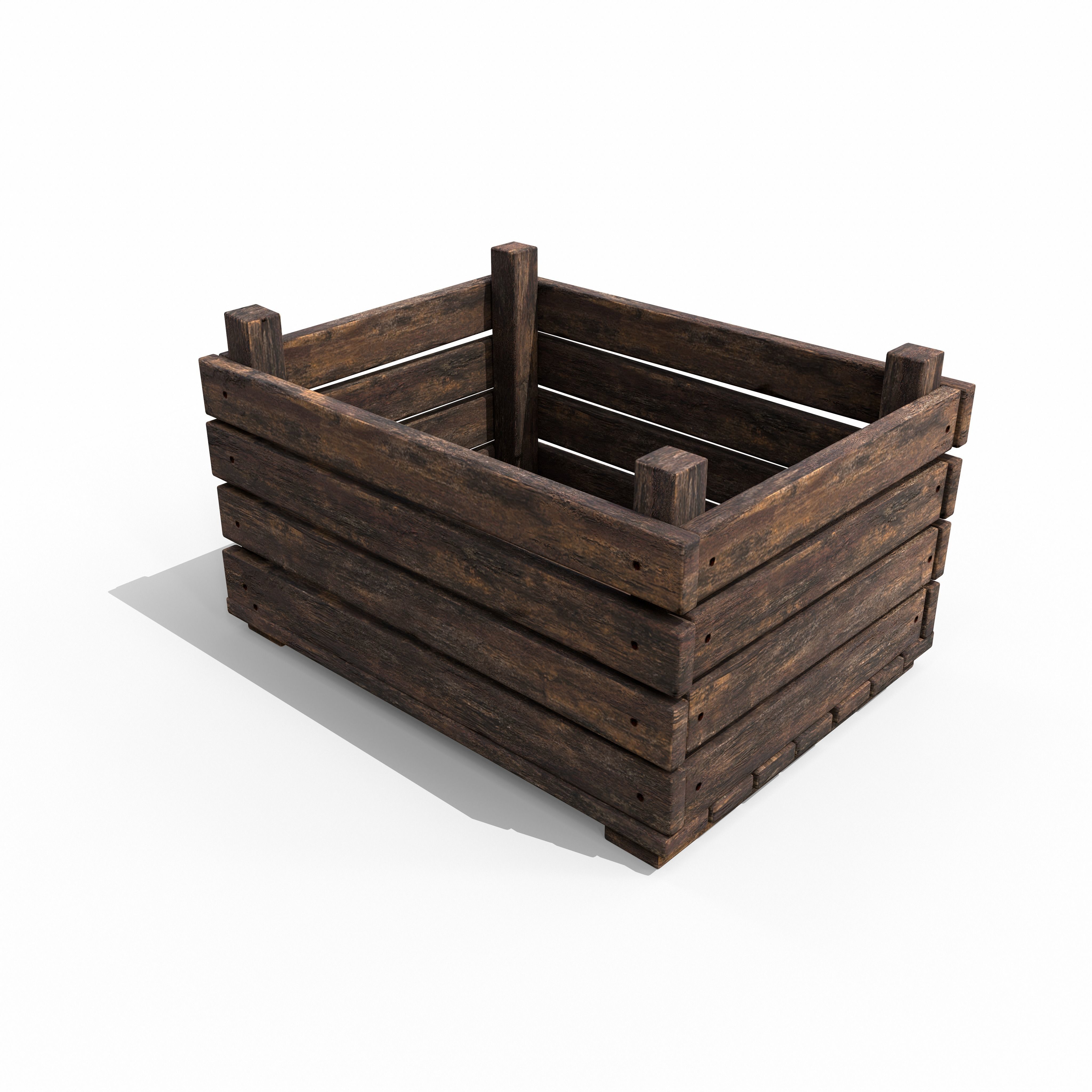 Old Wooden Box GameReady LowPoly PBR Low-poly 3D model_1