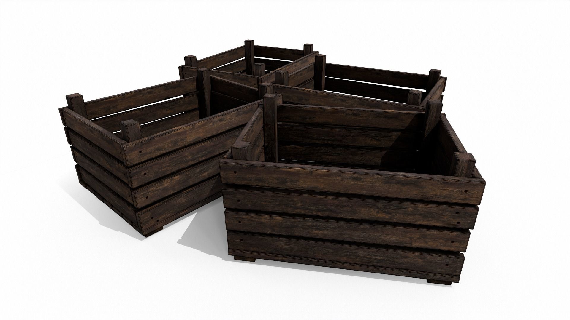 Old Wooden Box GameReady LowPoly PBR Low-poly 3D model_3