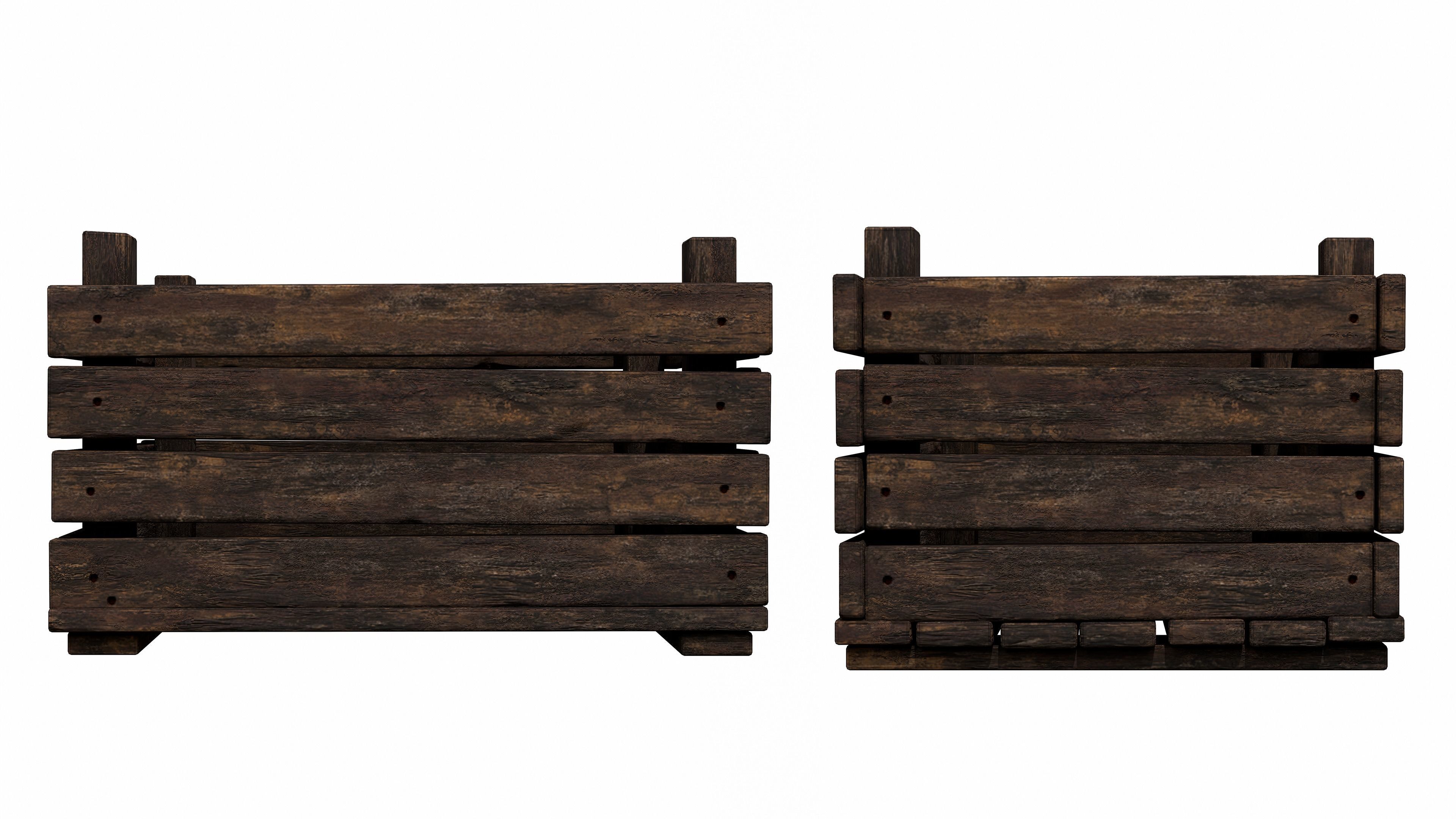 Old Wooden Box GameReady LowPoly PBR Low-poly 3D model_4