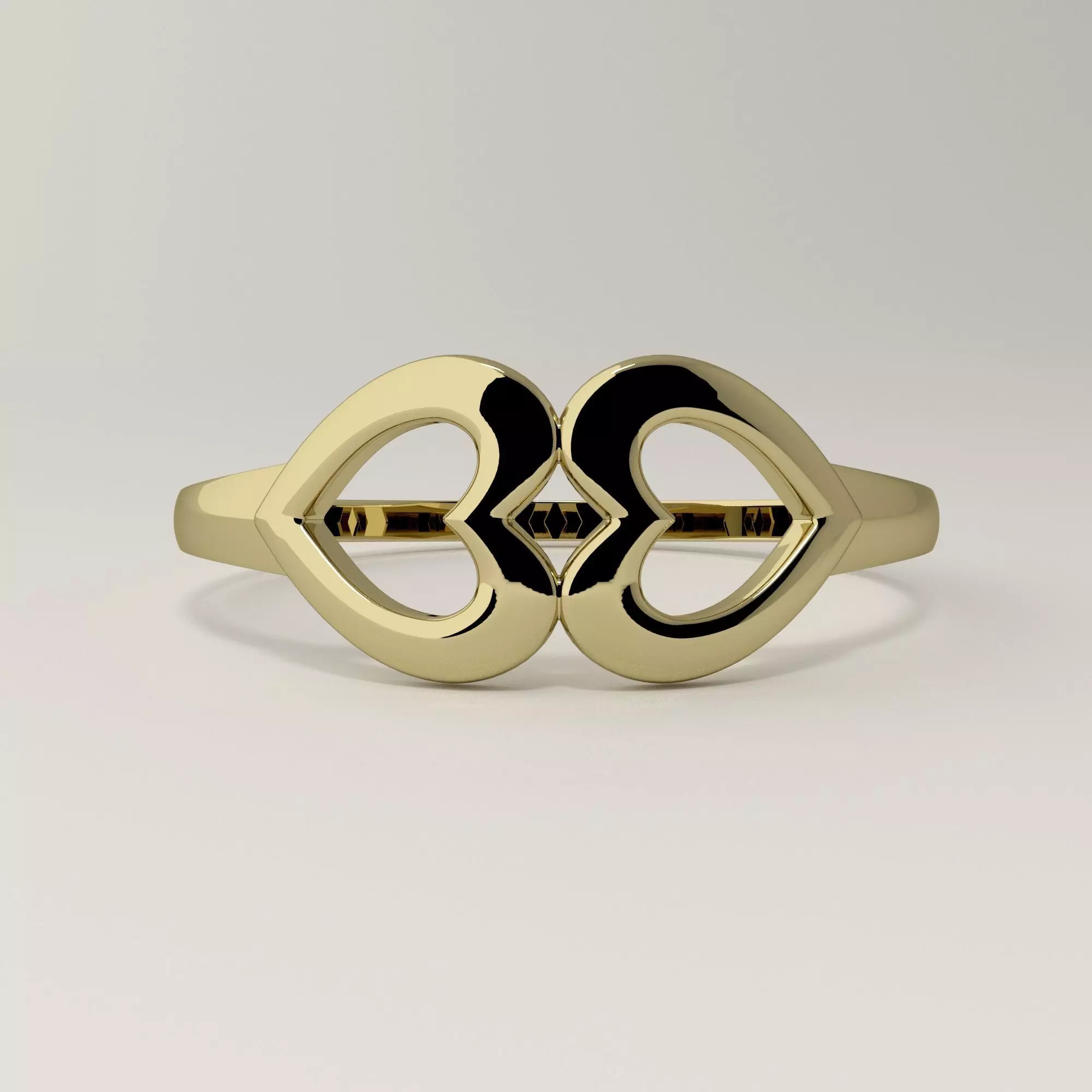 Connection of two hearts ring 3D print model