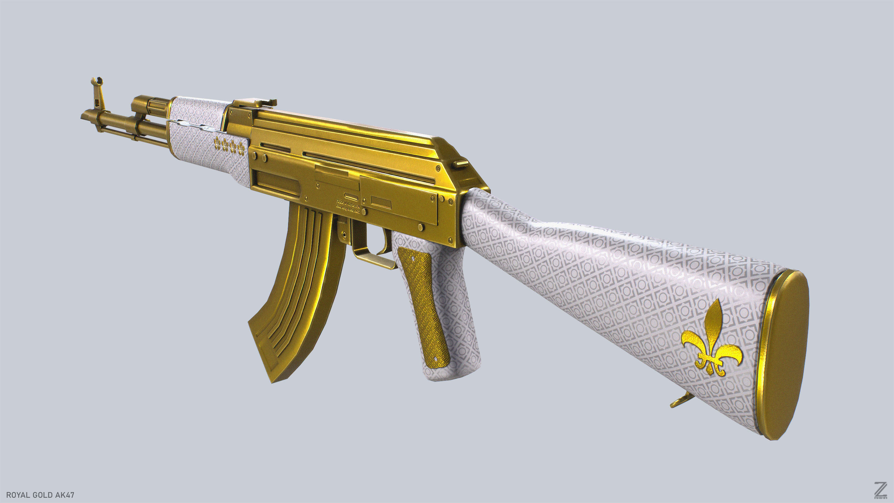 Royal Gold Ak47 Low-poly 3D model_6
