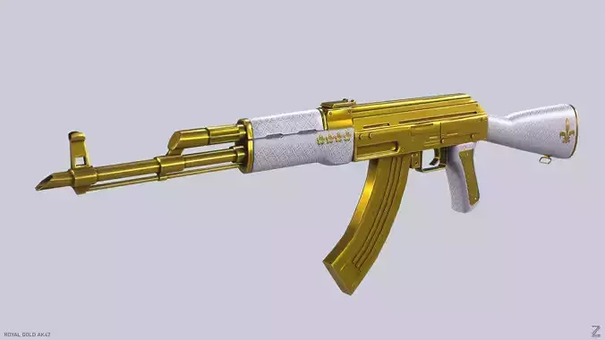 Royal Gold Ak47 Low-poly 3D model