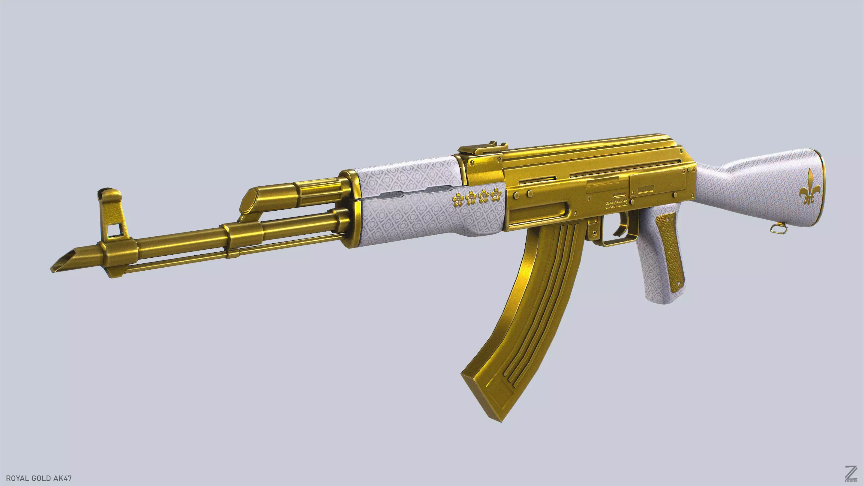 Royal Gold Ak47 Low-poly 3D model_0
