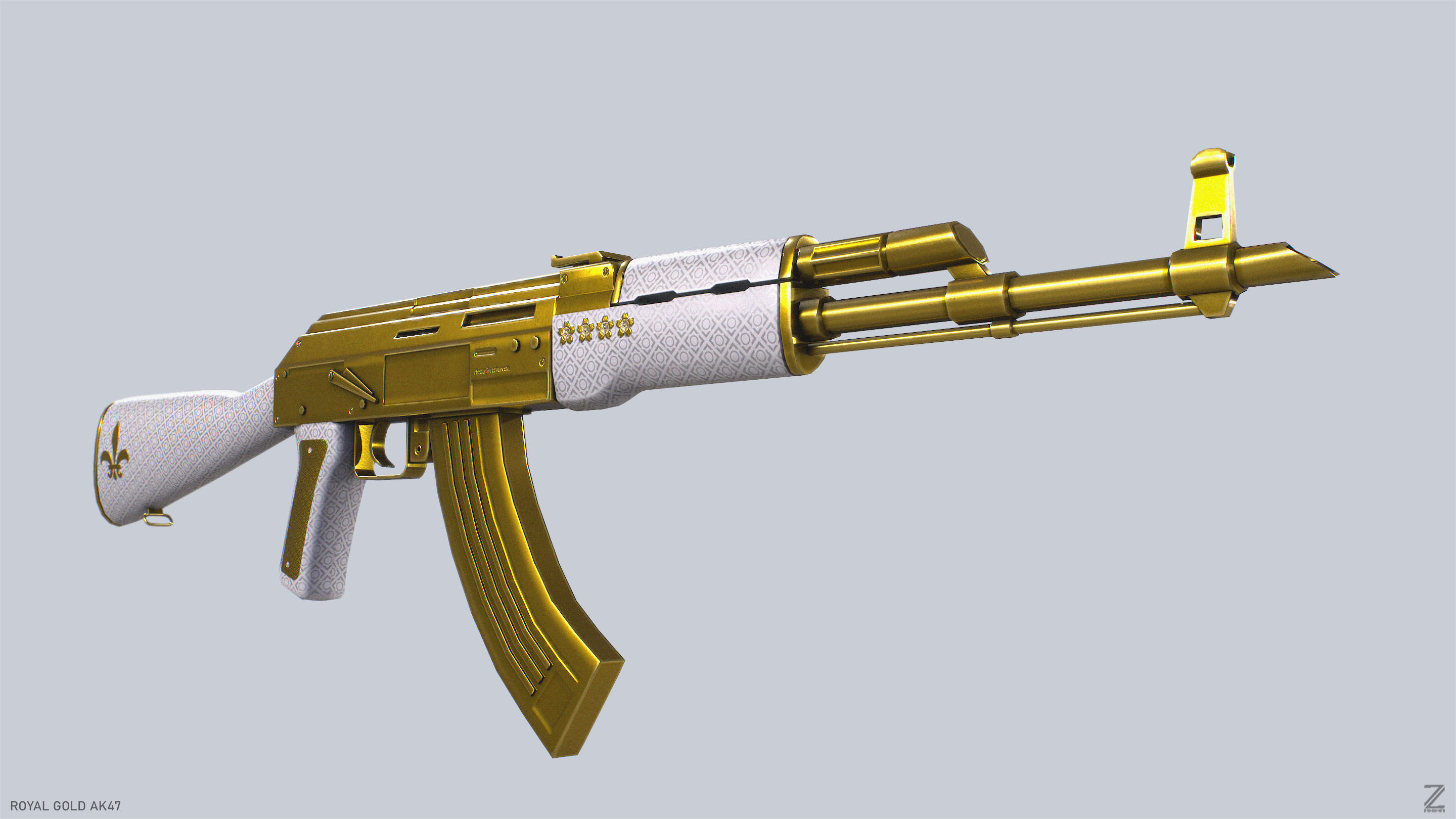 Royal Gold Ak47 Low-poly 3D model_2