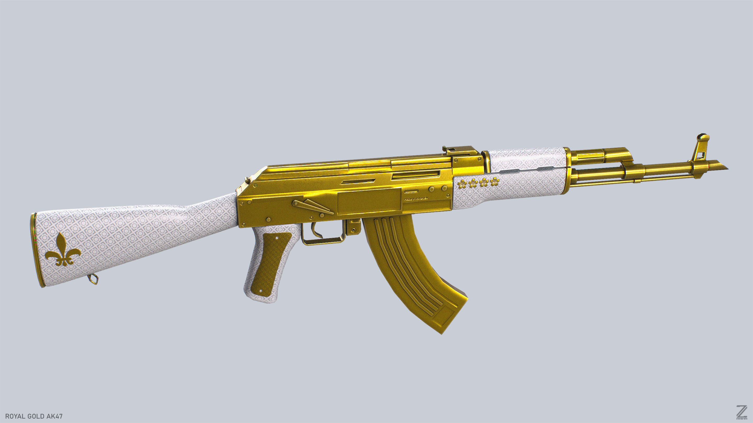 Royal Gold Ak47 Low-poly 3D model_8