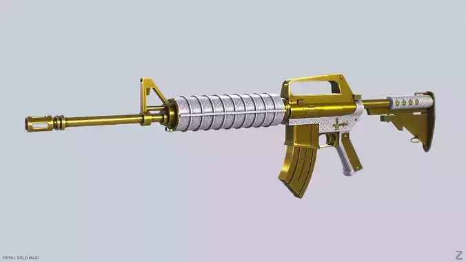 Royal Gold M4A1 Low-poly 3D model
