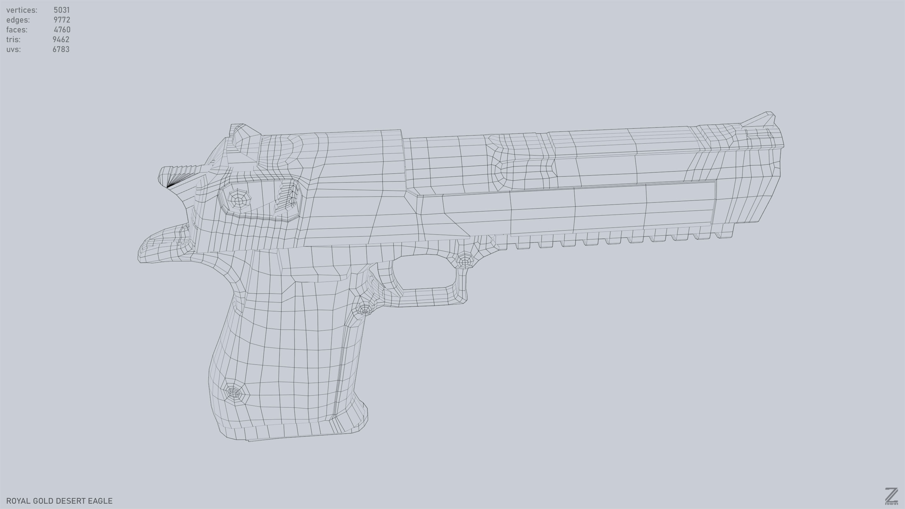 Royal Gold Desert Eagle Low-poly 3D model_15