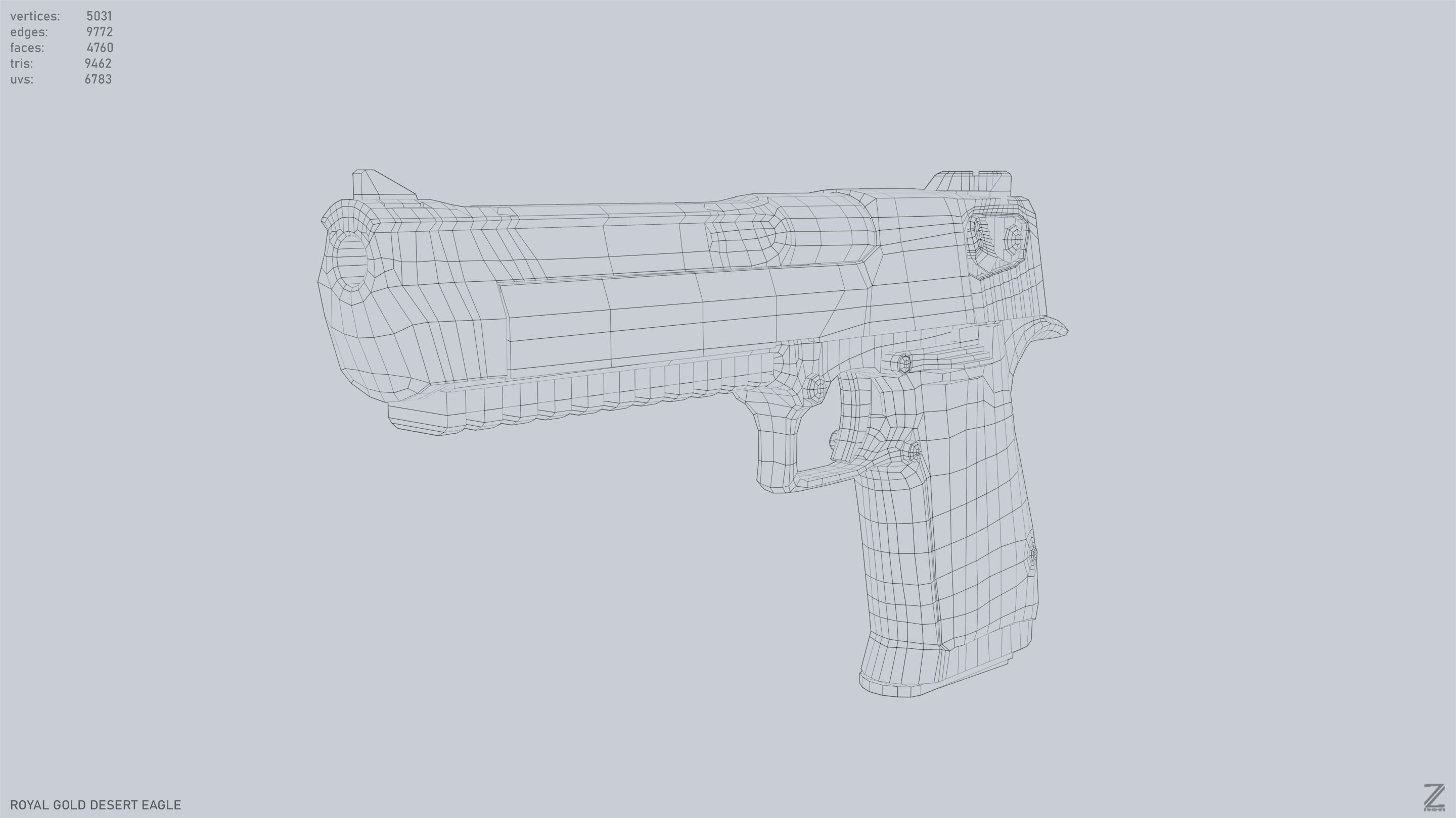 Royal Gold Desert Eagle Low-poly 3D model_11