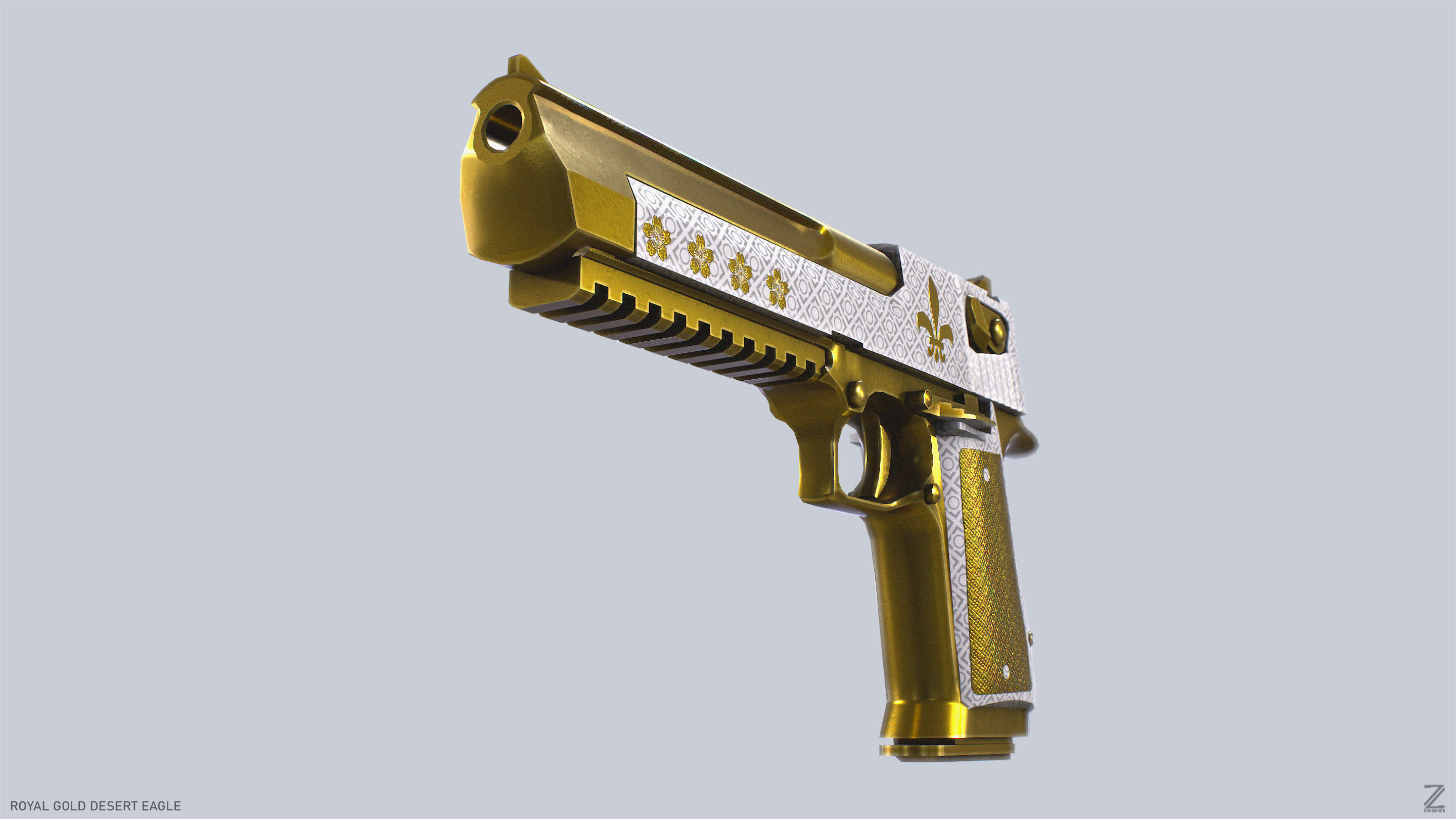 Royal Gold Desert Eagle Low-poly 3D model_7