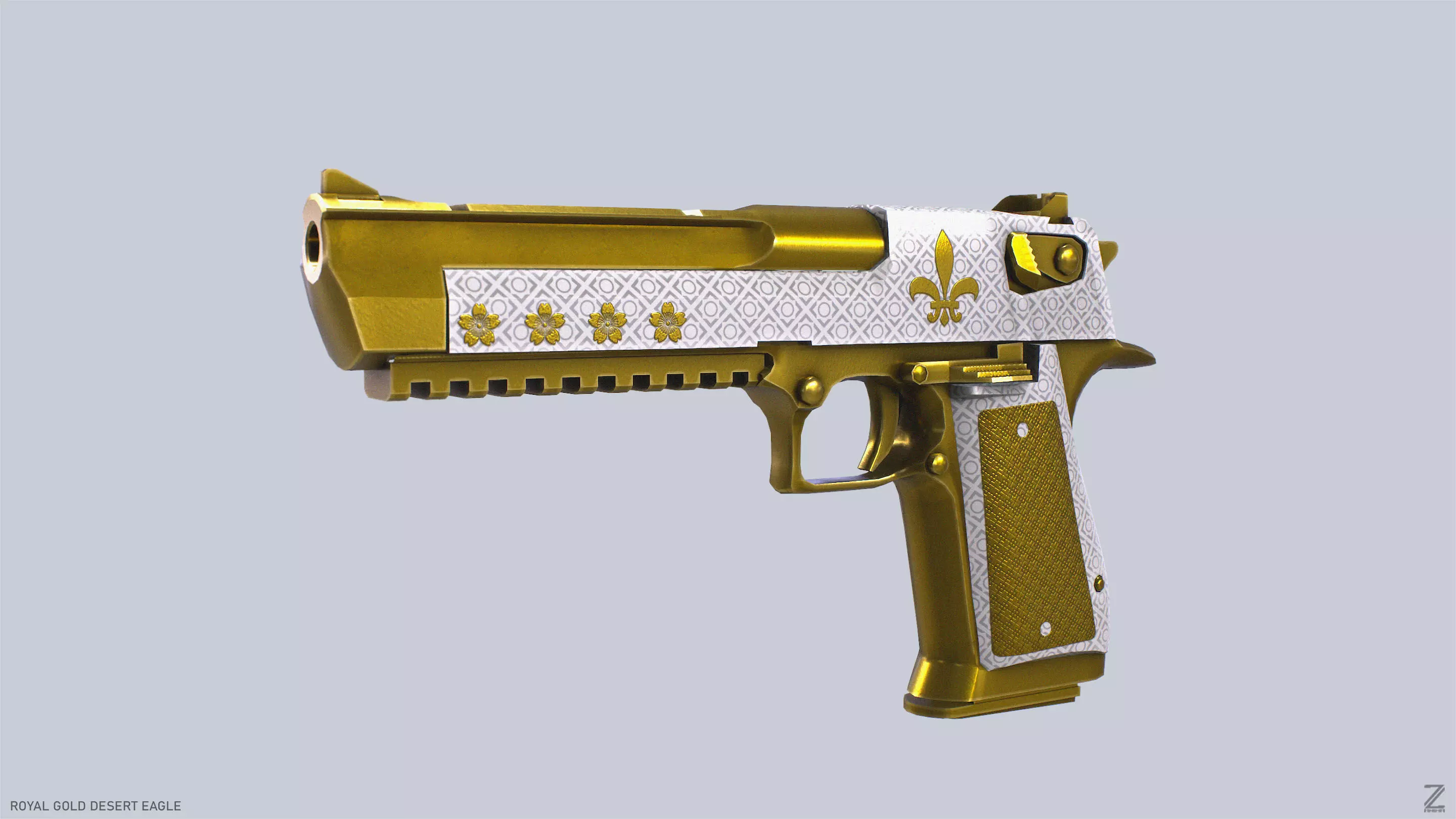 Royal Gold Desert Eagle Low-poly 3D model_0