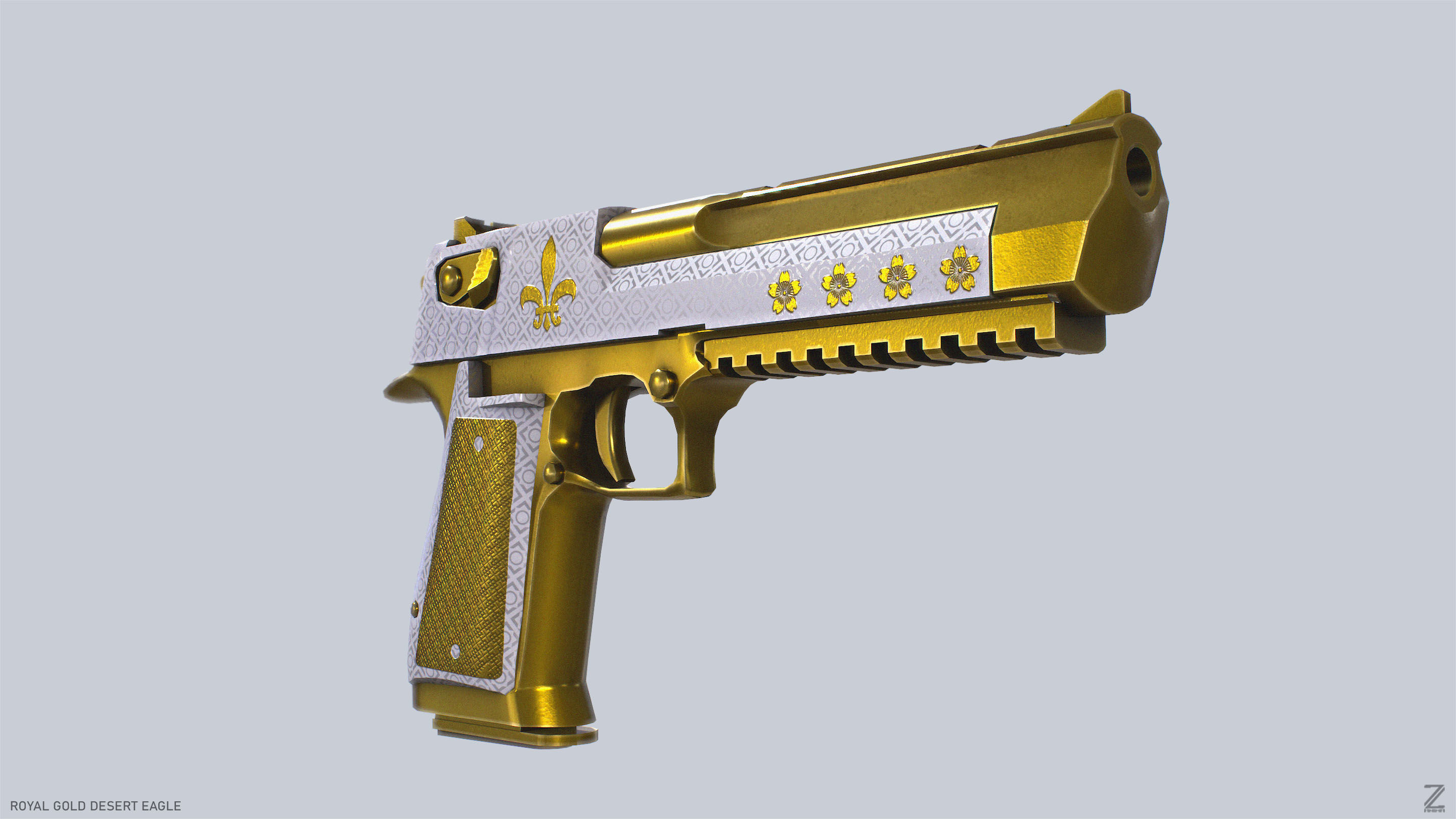 Royal Gold Desert Eagle Low-poly 3D model_6