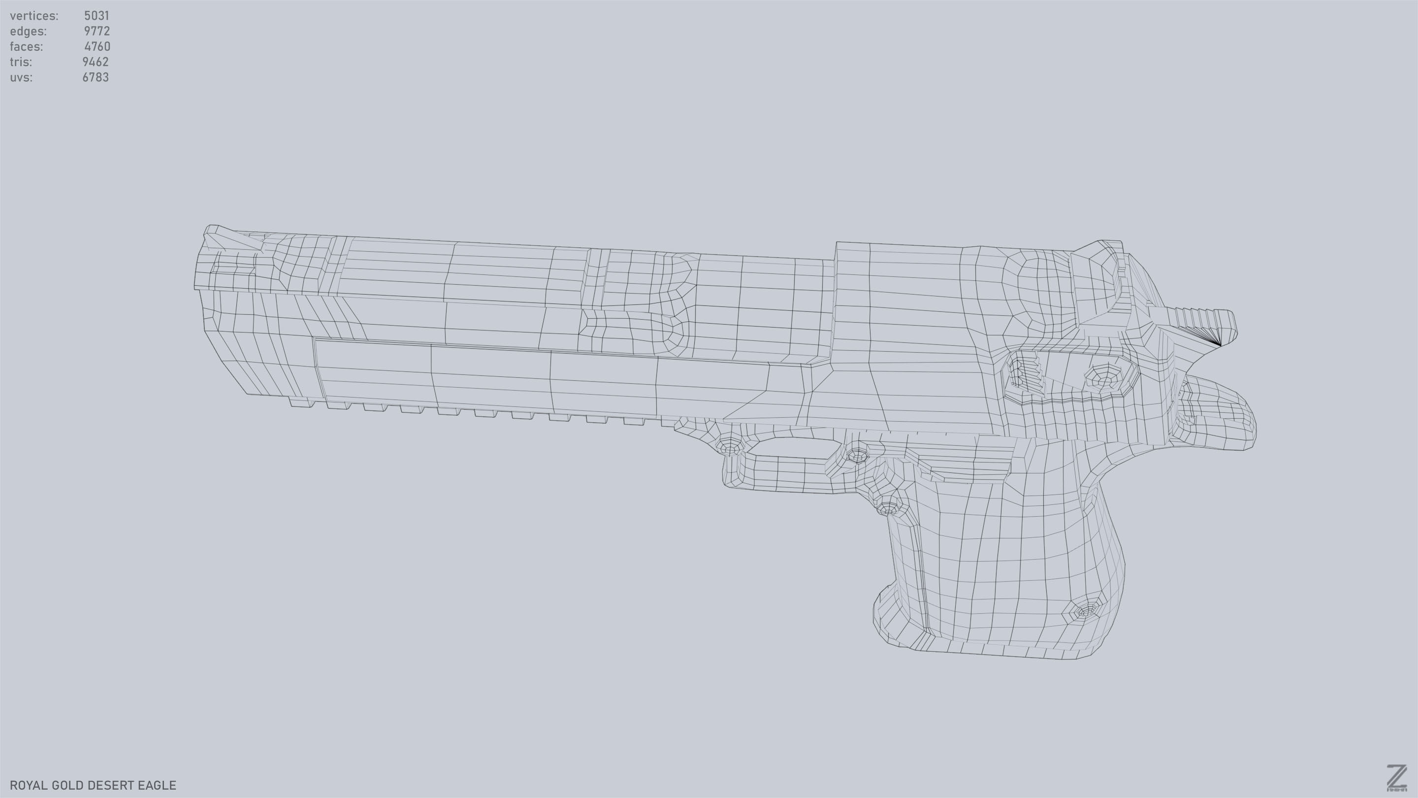 Royal Gold Desert Eagle Low-poly 3D model_12