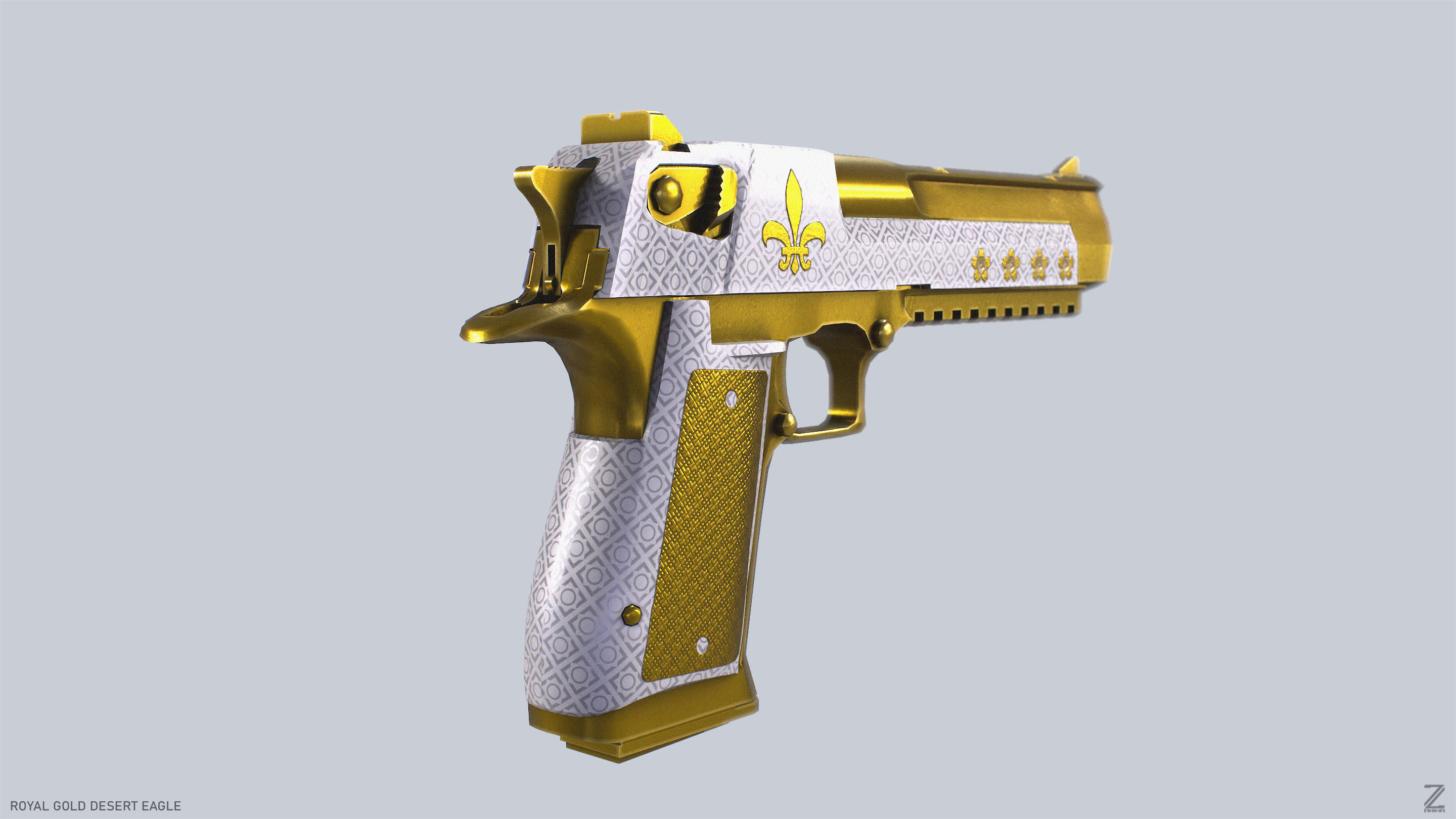 Royal Gold Desert Eagle Low-poly 3D model_8