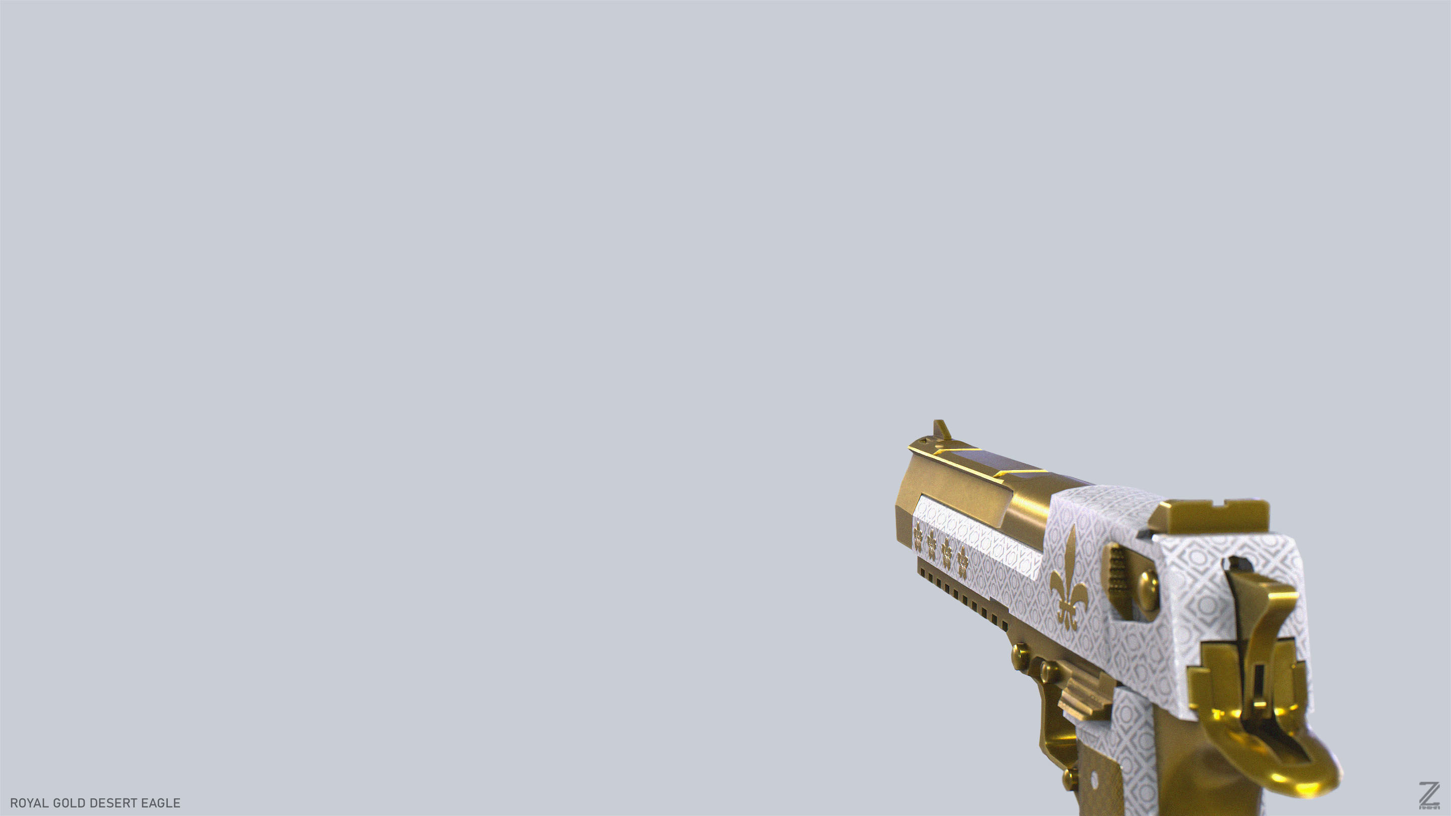 Royal Gold Desert Eagle Low-poly 3D model_5