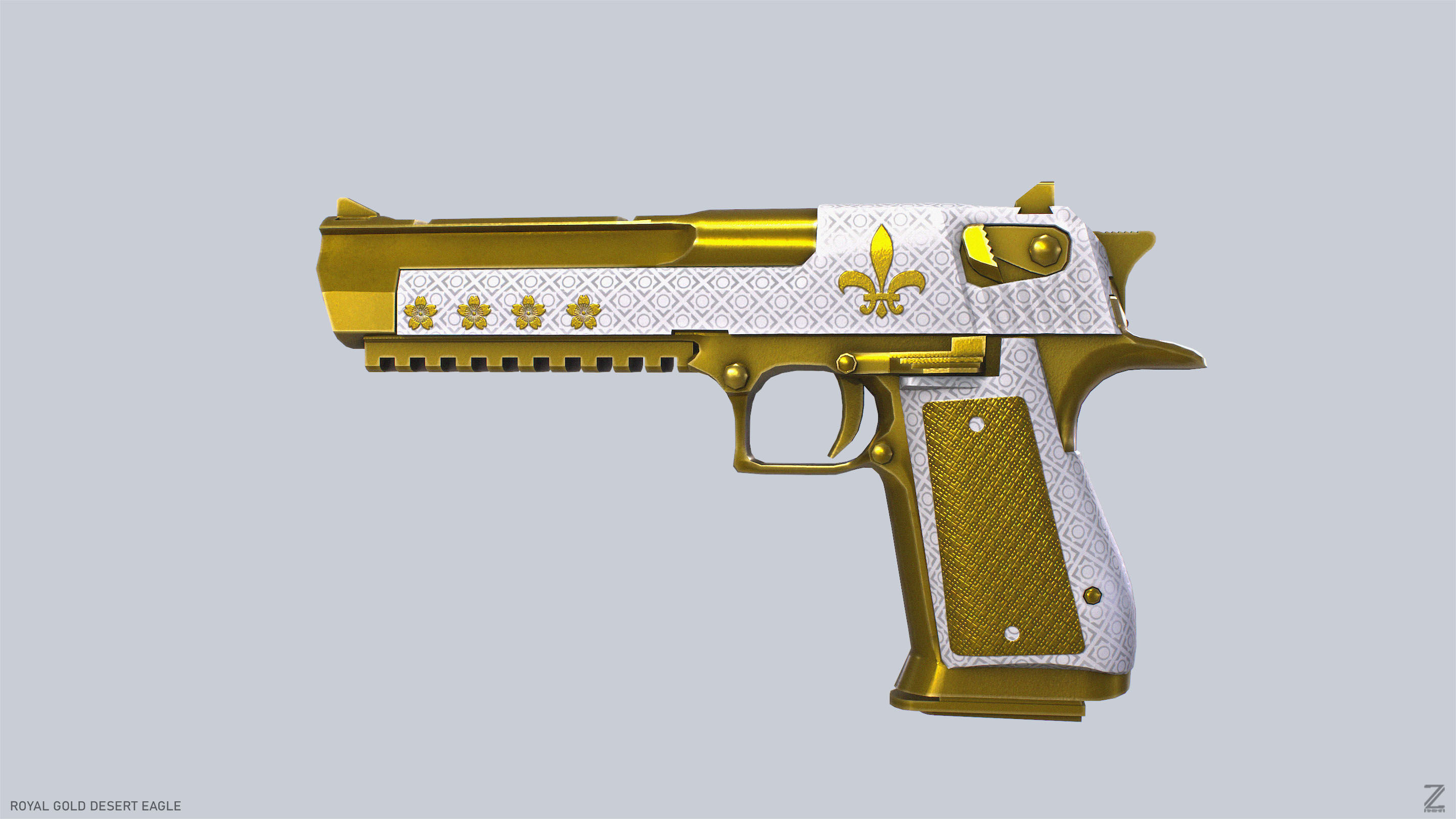 Royal Gold Desert Eagle Low-poly 3D model_4