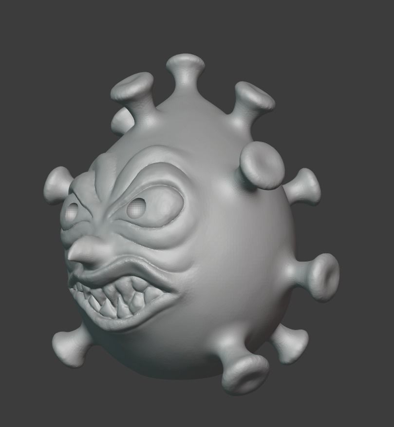 Virus mask with teeth and claws 3D print model_2