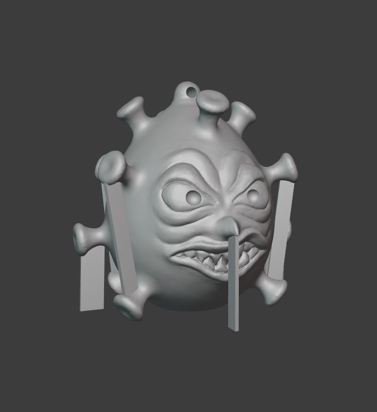 Virus mask with teeth and claws 3D print model_3