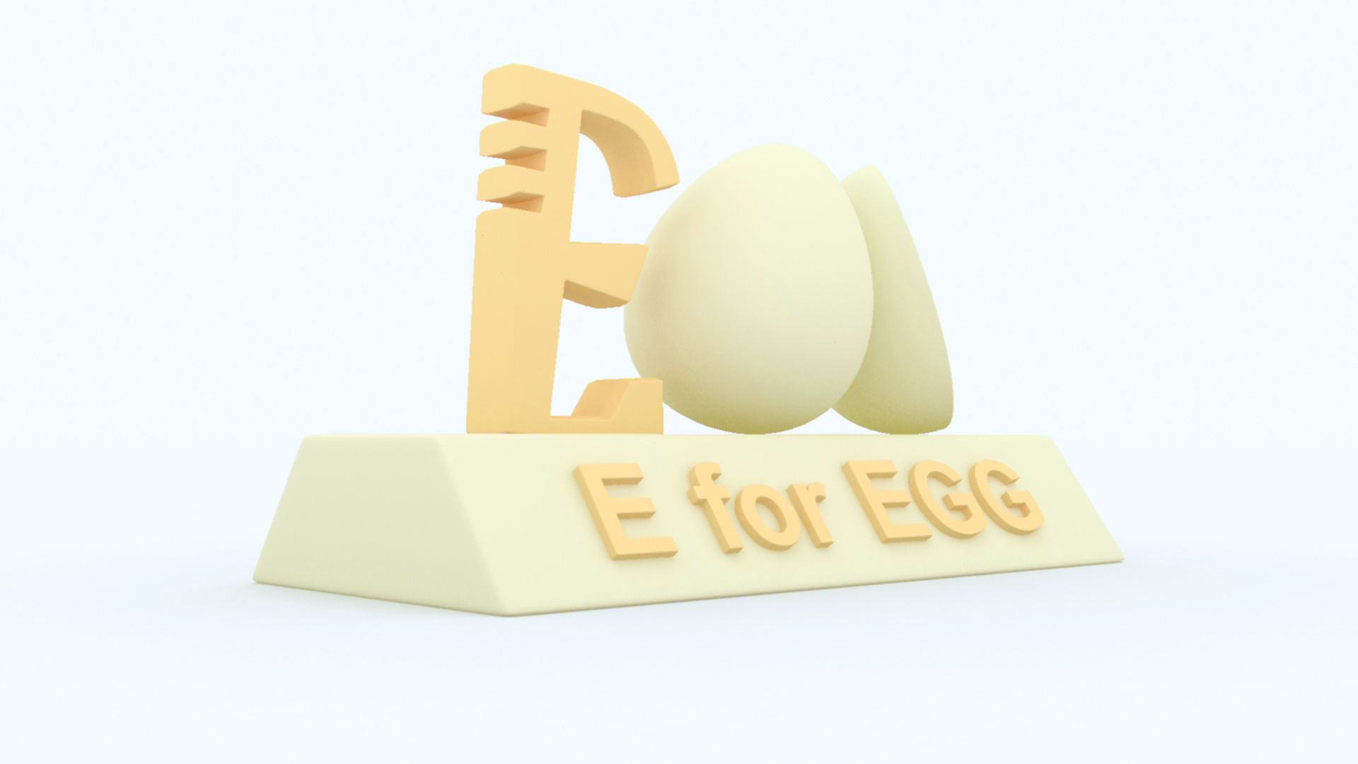 E for Egg Model 3D print model_4