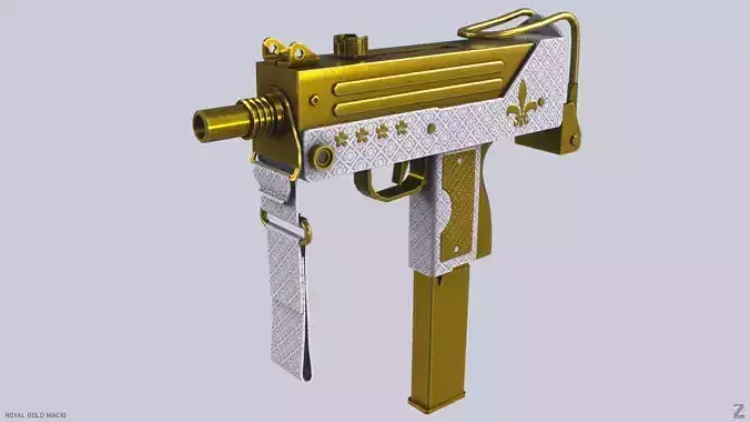 Royal Gold MAC10 Low-poly 3D model