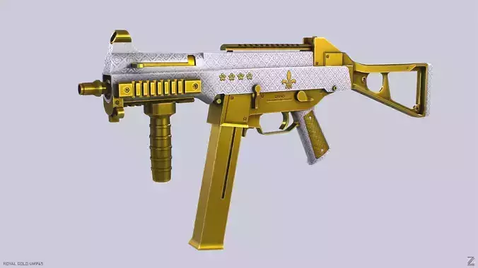 Royal Gold UMP45 Low-poly 3D model