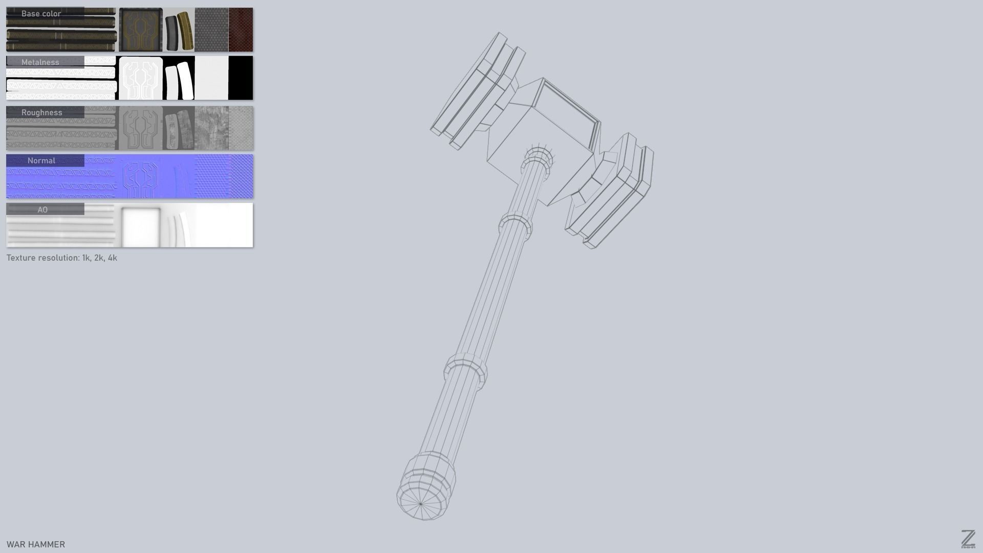 War Hammer Low-poly 3D model_2