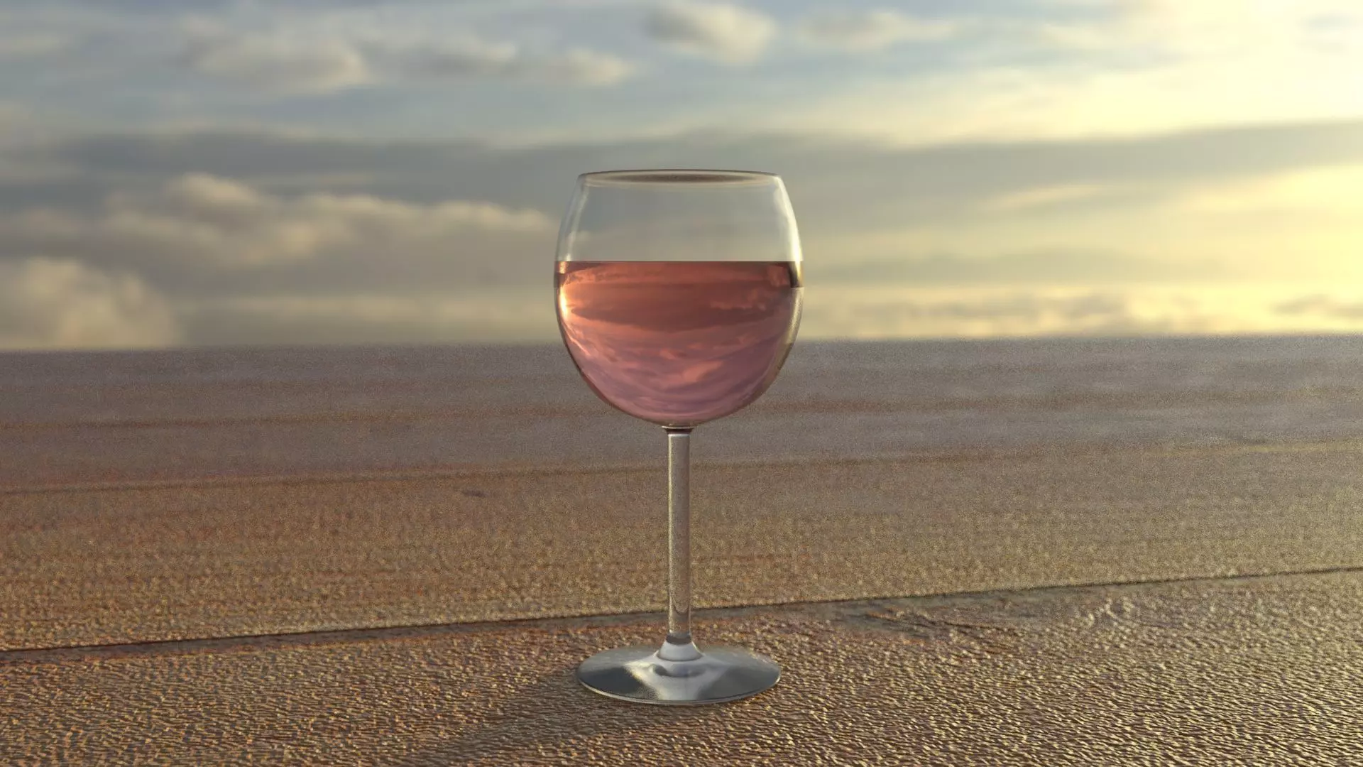 Glass of Wine Low-poly 3D model_0