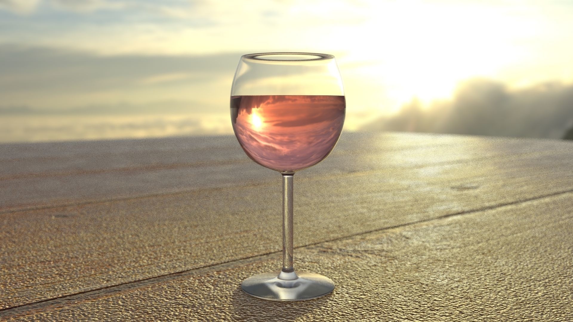 Glass of Wine Low-poly 3D model_1