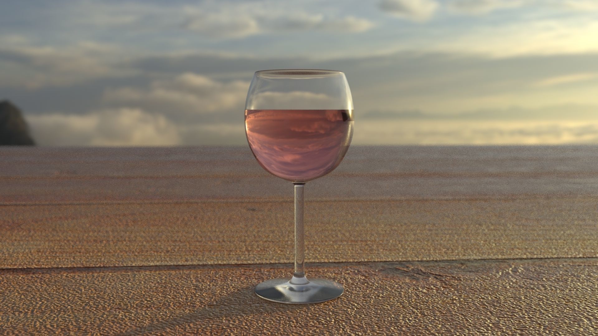 Glass of Wine Low-poly 3D model_2