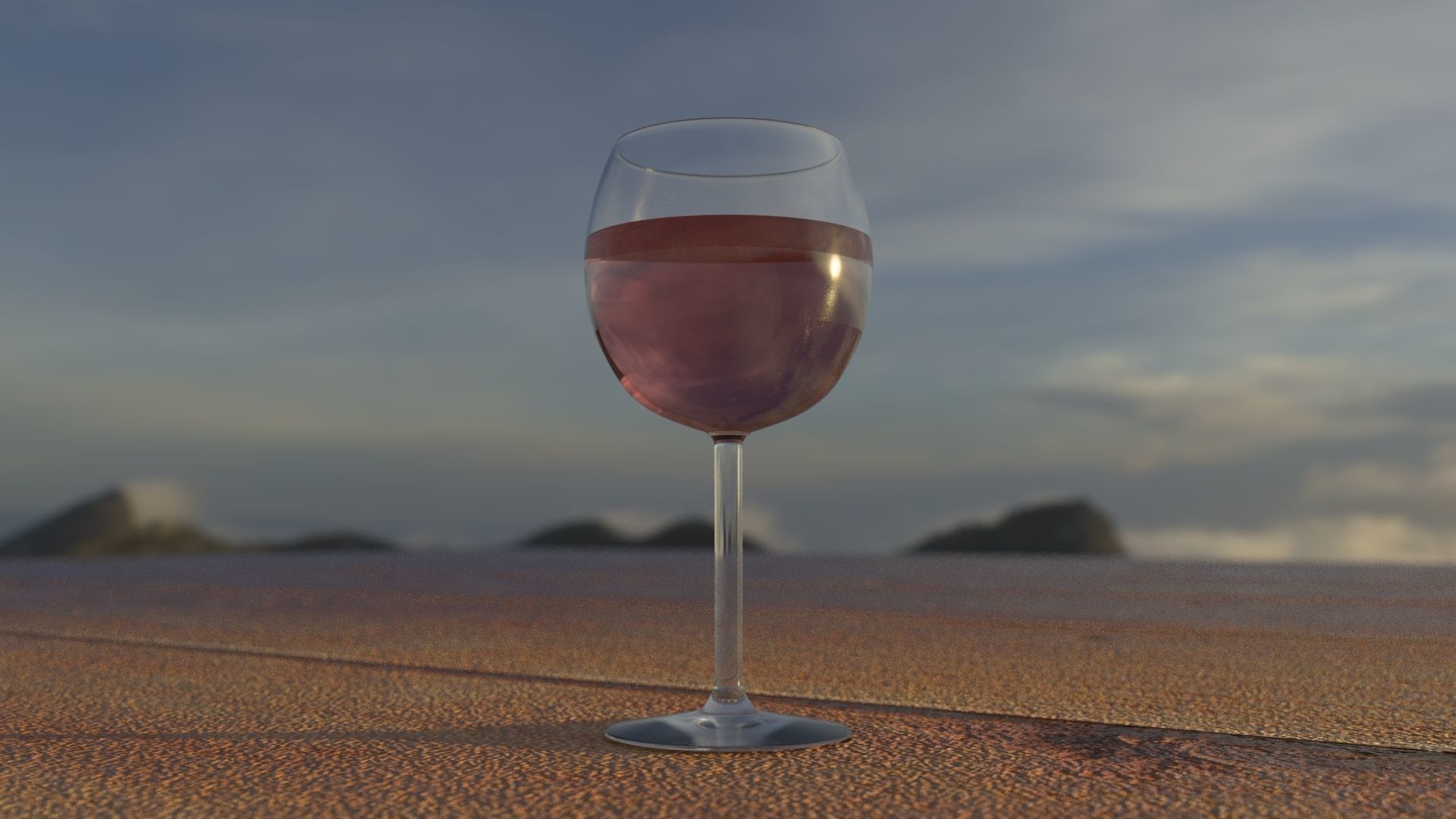 Glass of Wine Low-poly 3D model_3