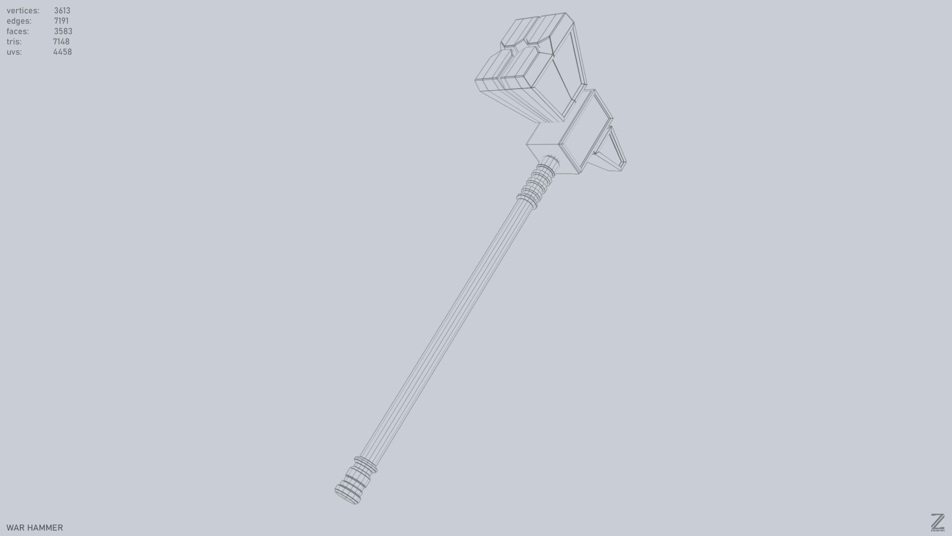 War Hammer Low-poly 3D model_10