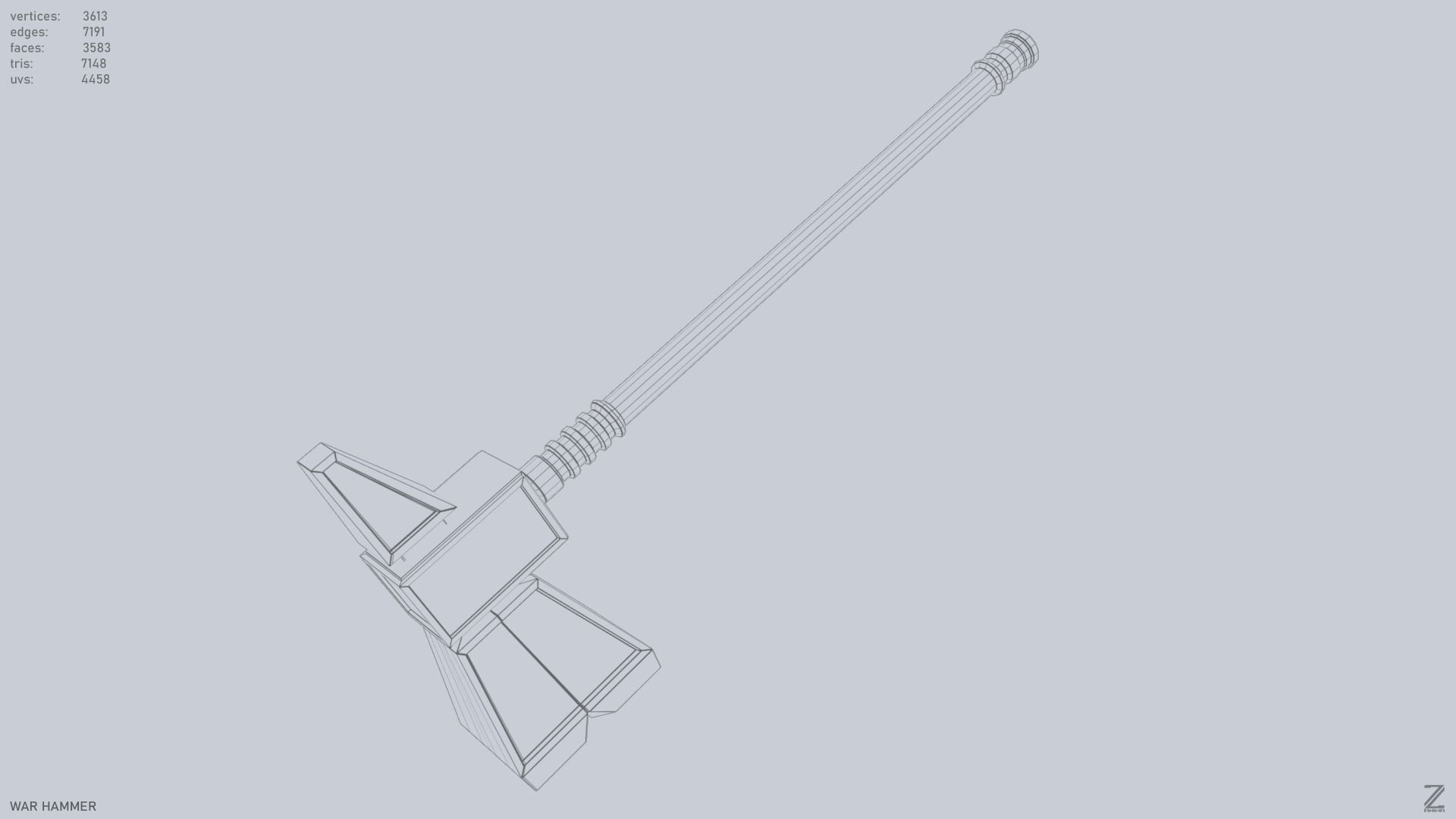 War Hammer Low-poly 3D model_11