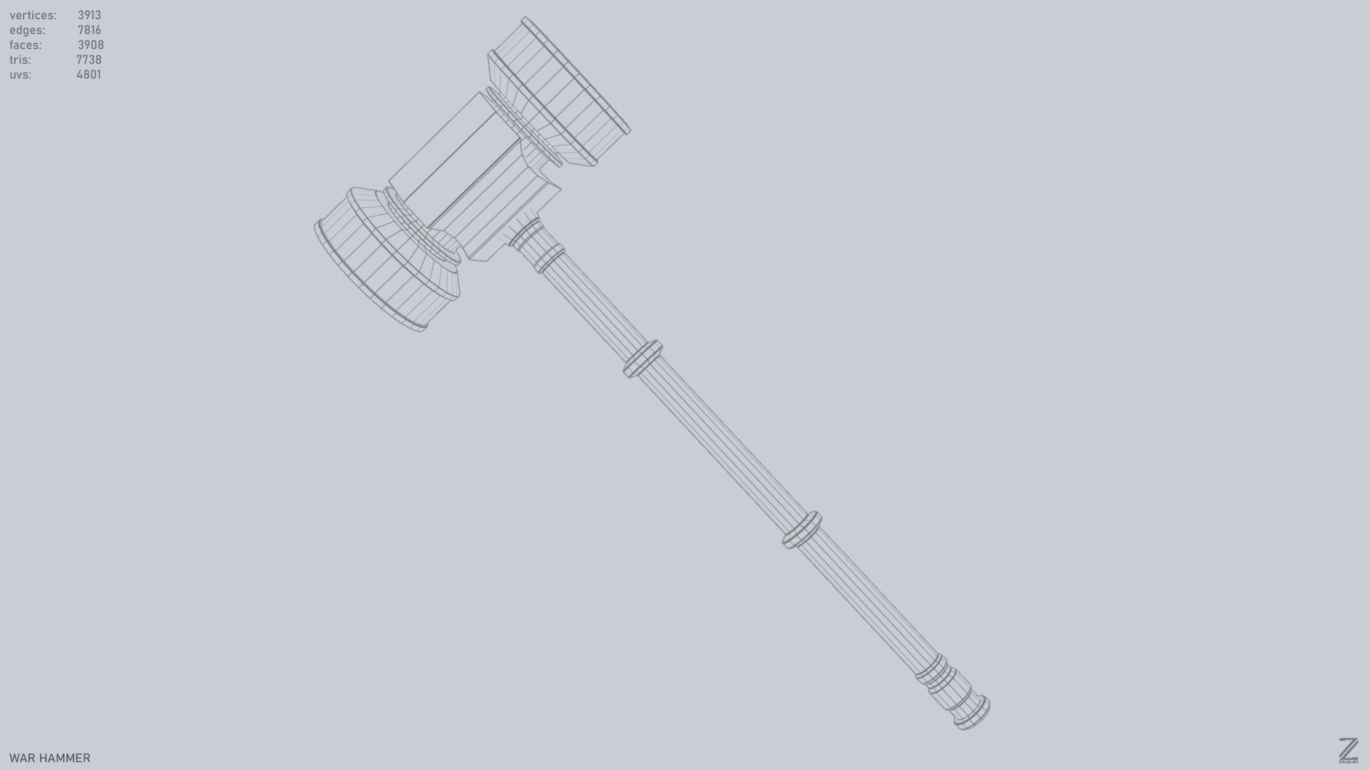 War Hammer Low-poly 3D model_10
