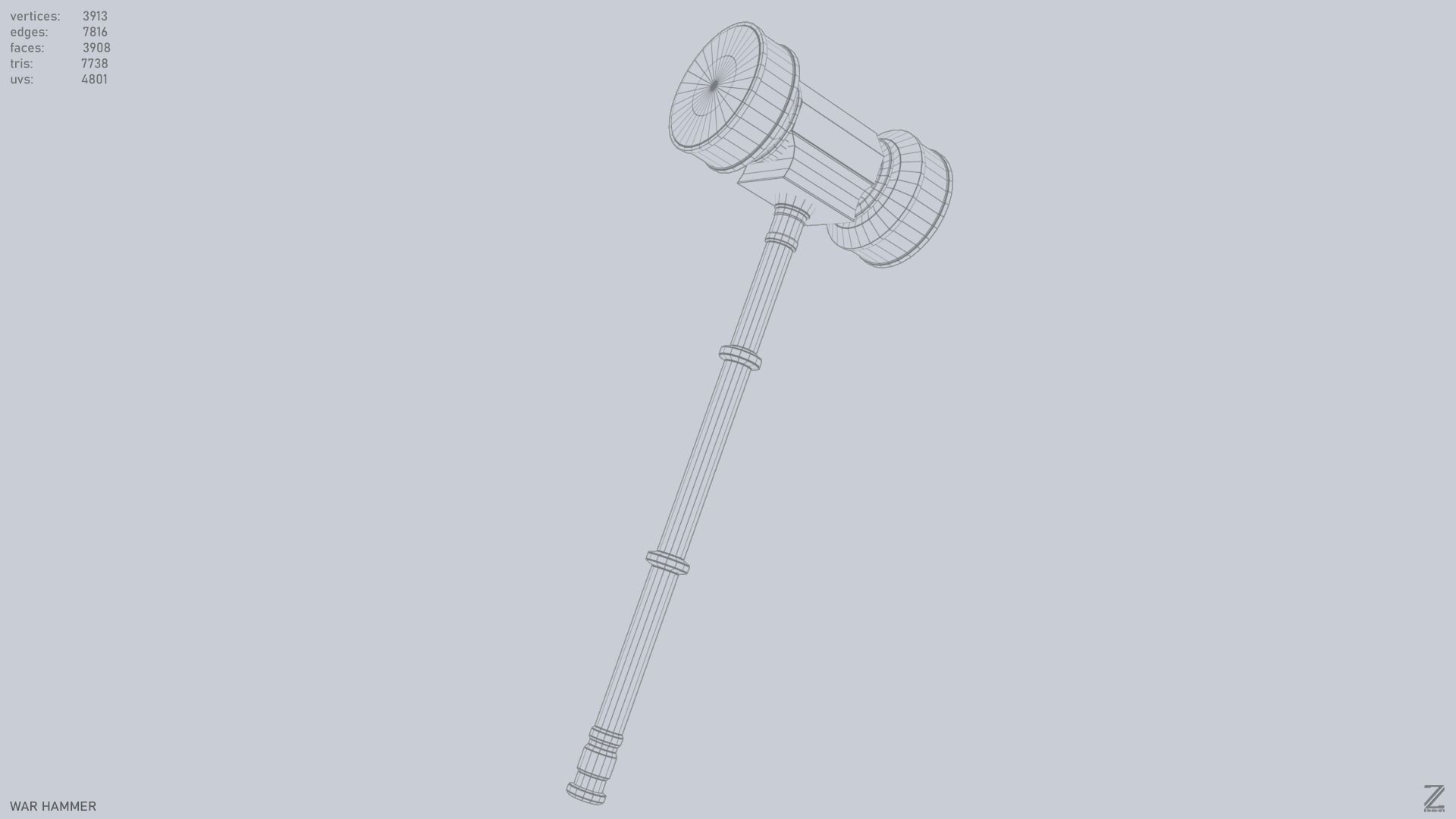 War Hammer Low-poly 3D model_13