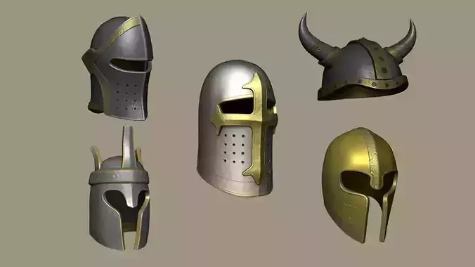 05 Medieval Helmet Asset - Character Design 3D Model Collection