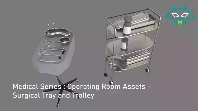 Medical Series - Operating Room - Surgical Tray and Trolley 3D model