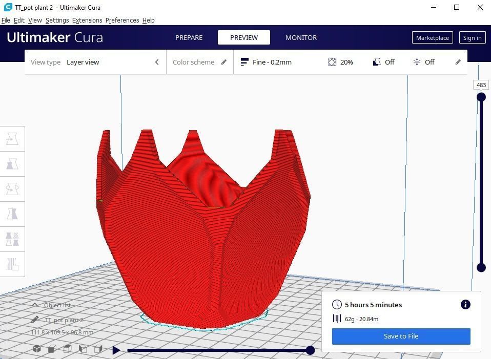 pot planter 100 mm  3D print model_5