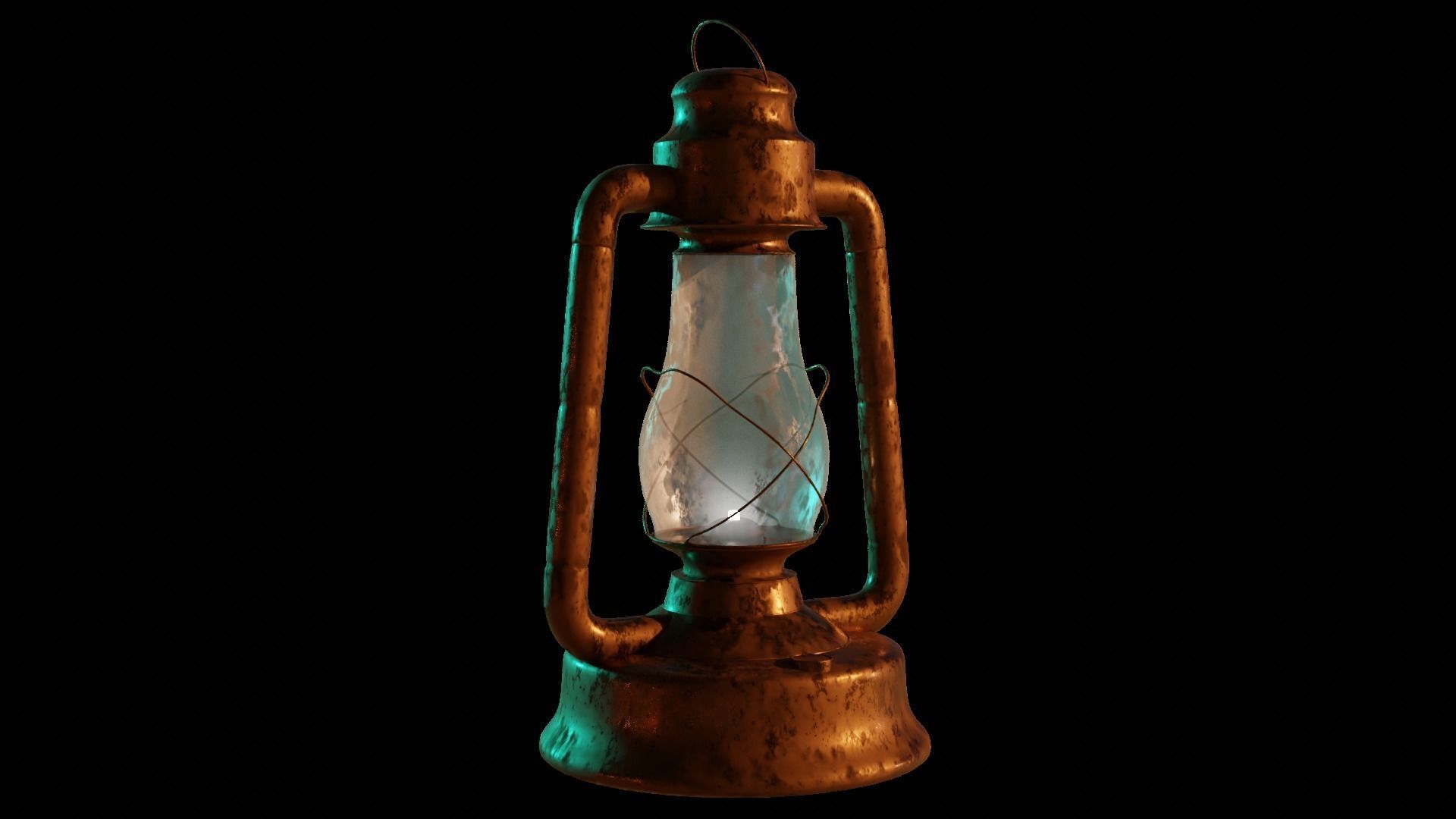 Antique Copper Lantern 3D model_3