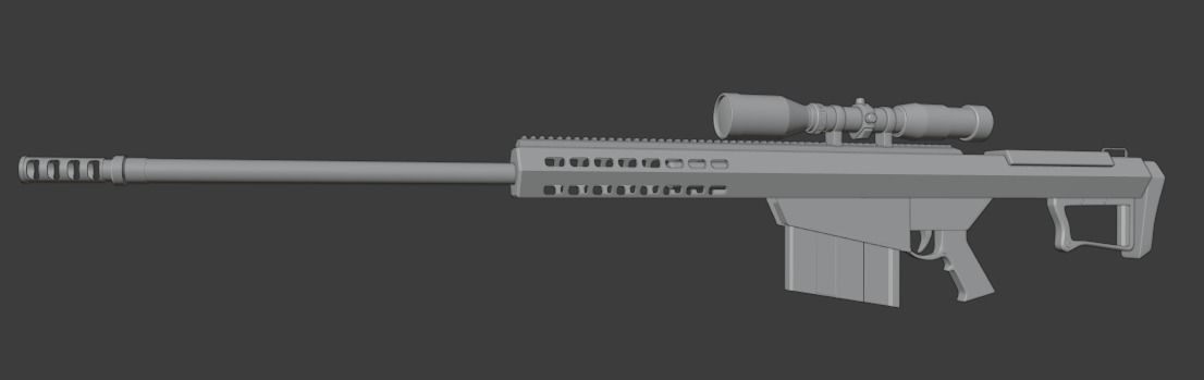 Barrett sniper rifle Free 3D model_2